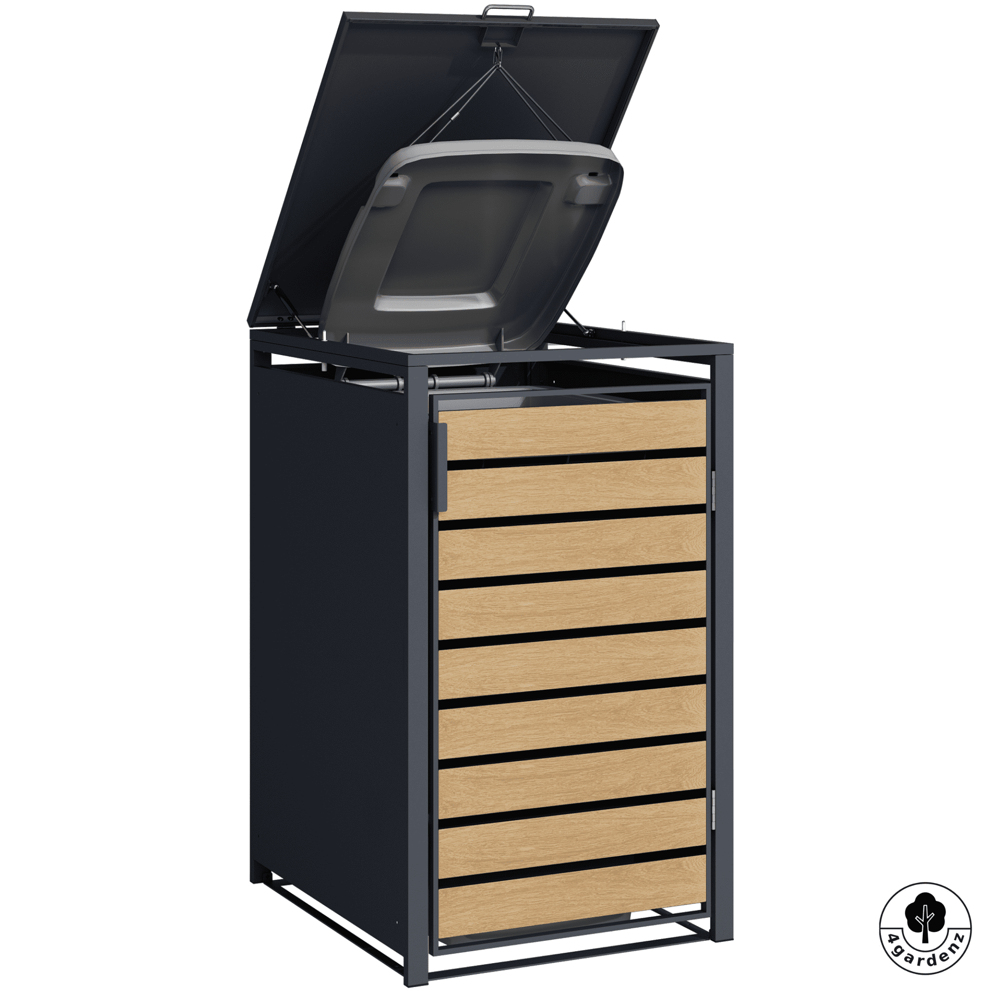 4gardenz® Premium Containerombouw 1 bak - Kliko Ombouw - Antraciet/Houtlook