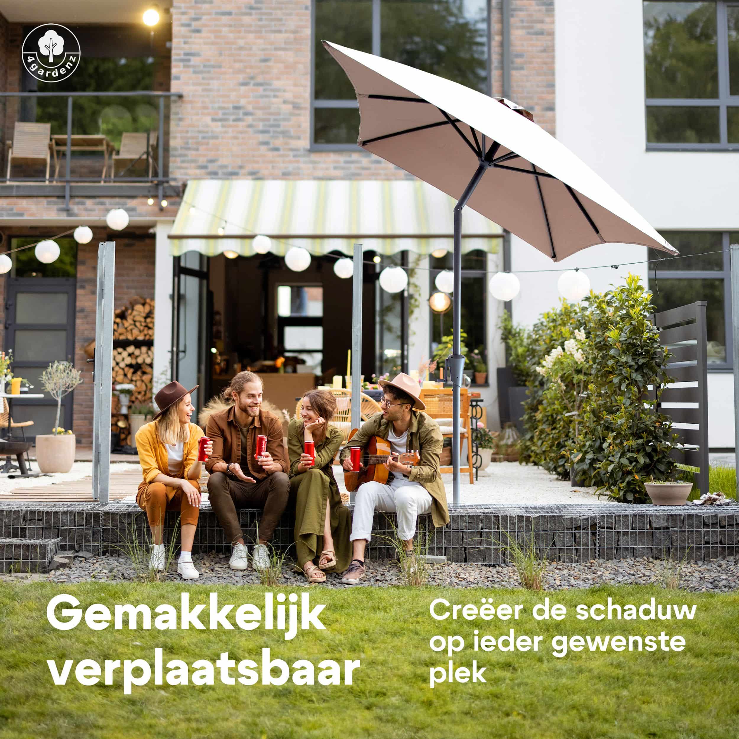 4gardenz® Parasol Rechthoek 150x250cm Kantelbaar Balkonparasol Taupe