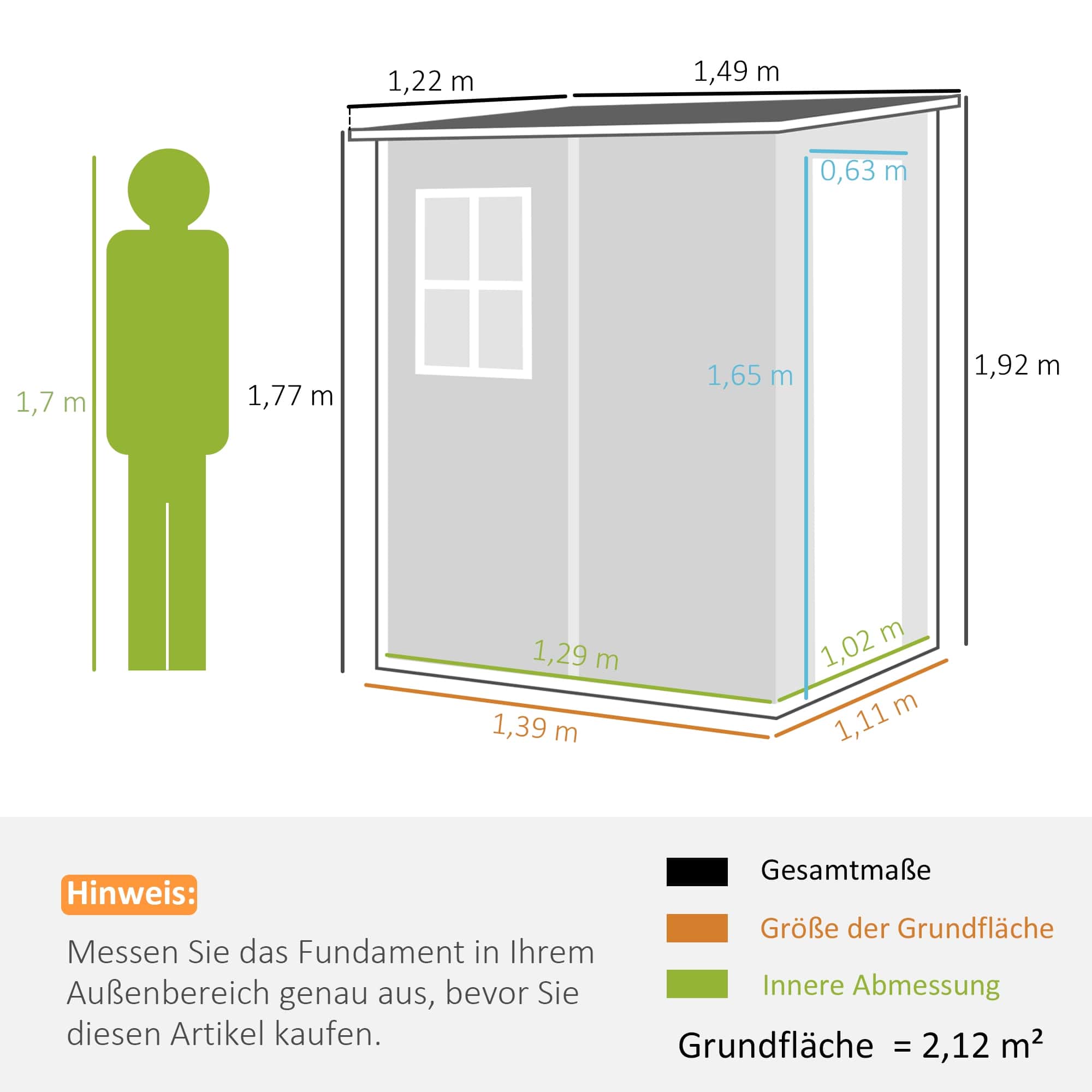 4goodz Aluminium Aanbouw Tuinschuur - 122x149x192/177 cm - Grijs/Wit