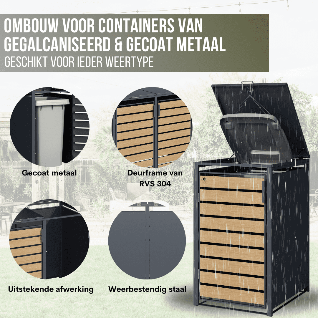 4gardenz® Containerombouw 1 Afvalbak - Kliko Ombouw - Antraciet/Bruin