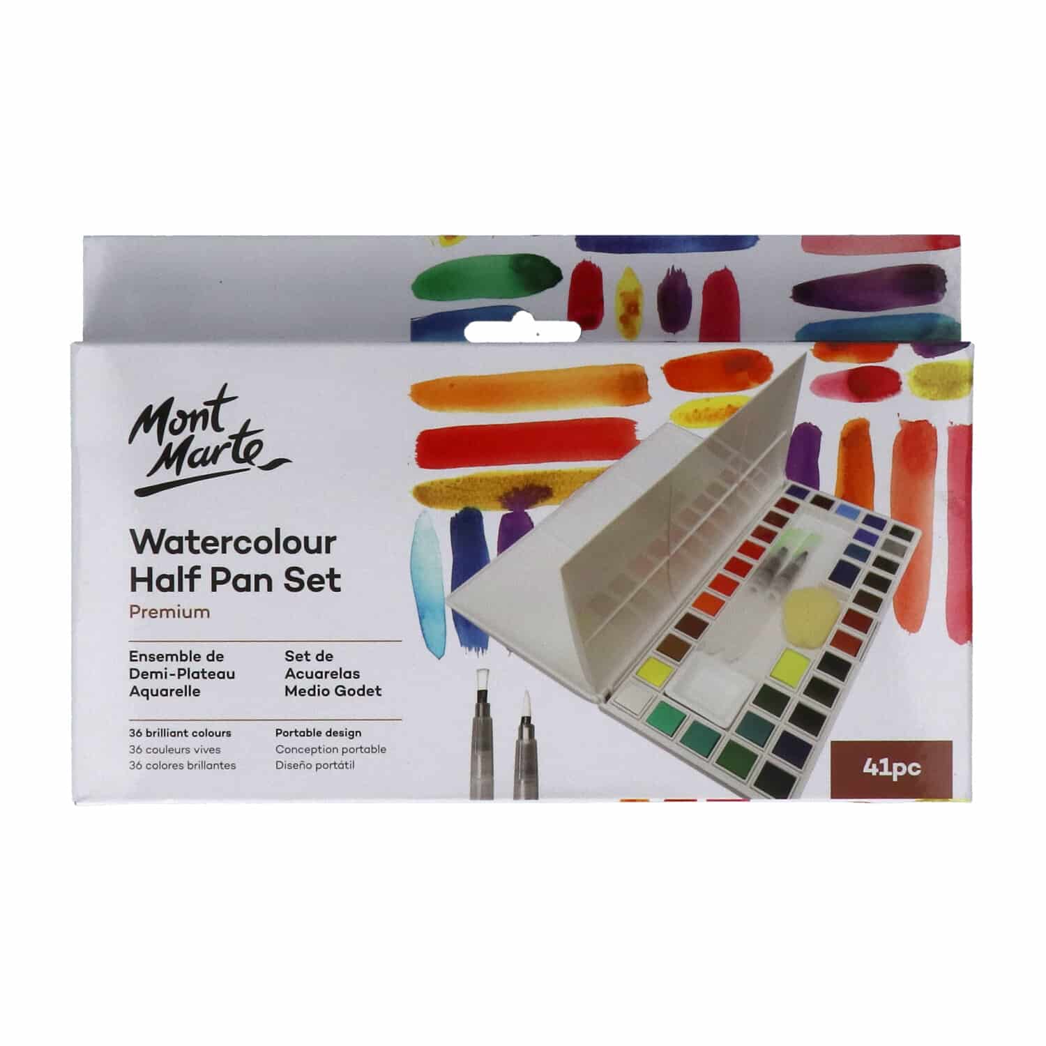 Mont Marte® Waterverf set met 2 Waterbrush Pennen - 41 delig