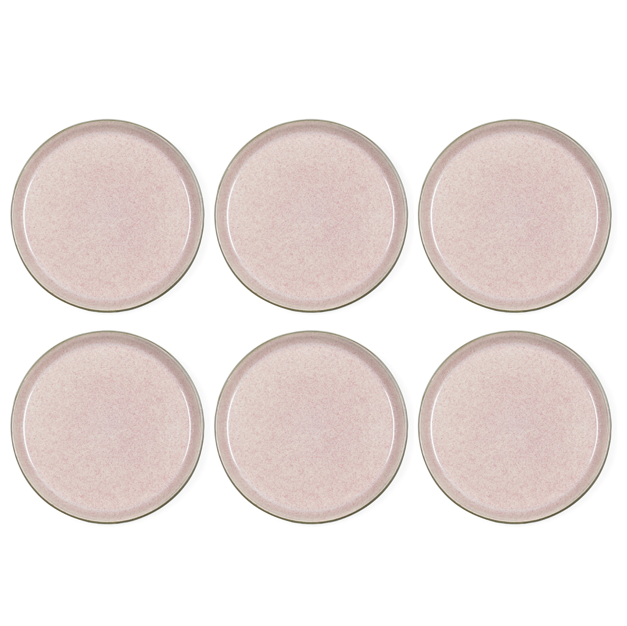 Bitz® Gastro - 6 stuks Aardewerk Ontbijtborden 21 cm Grijs/Roze 821407