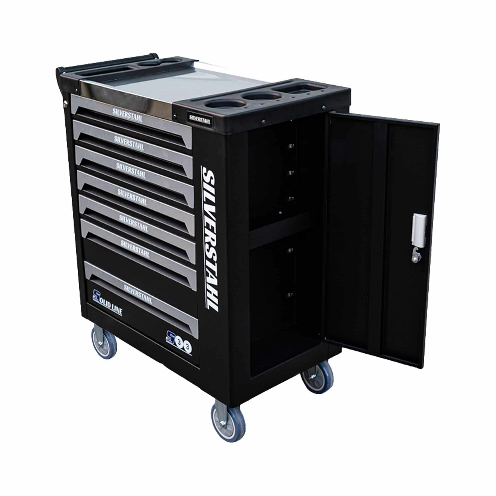 Silverstahl S33 Solid Line 258-delige Stevige Gereedschapswagen met 7 Laden – Afsluitbaar