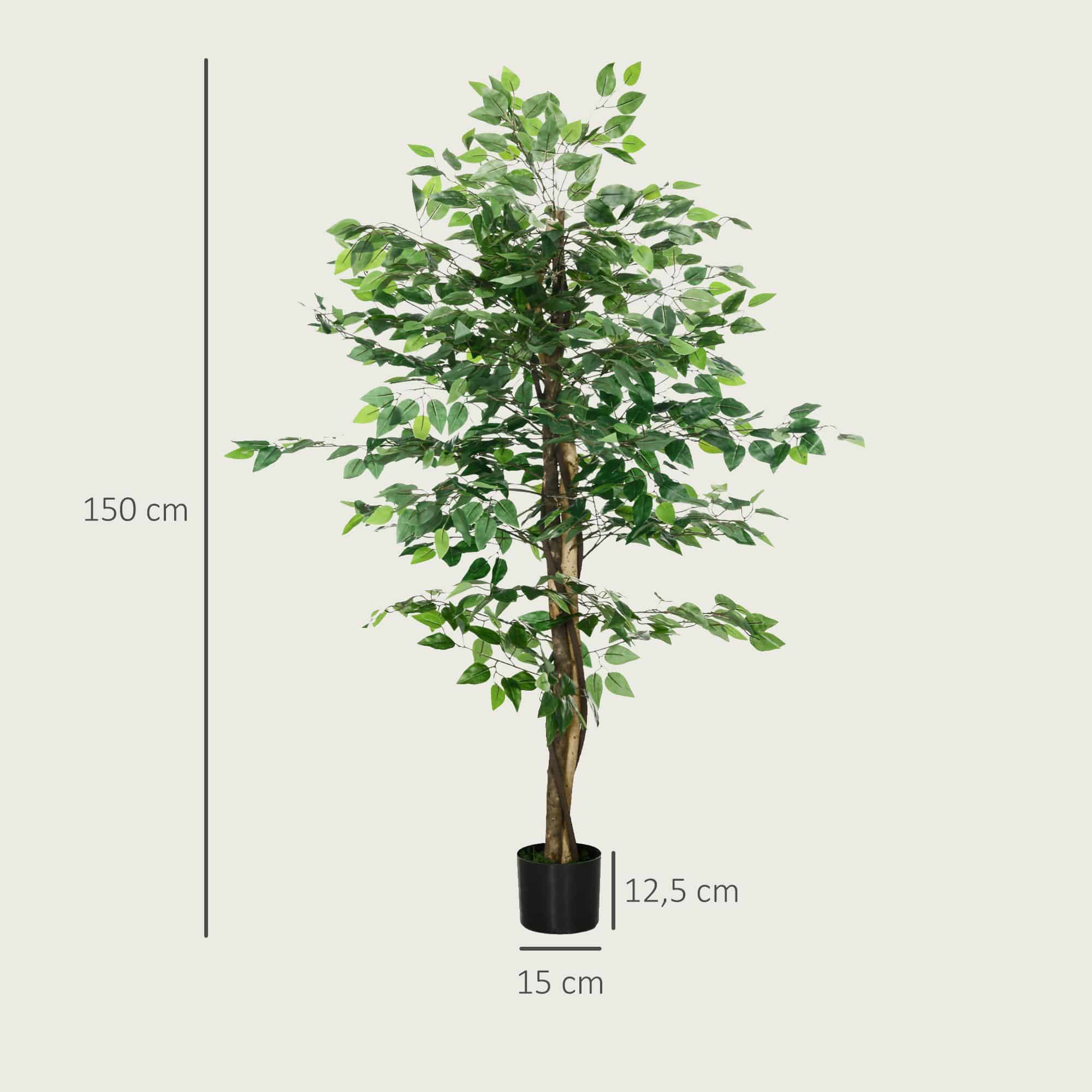 4goodz Kunstplant Ficus 150cm Banyanboom - Groen