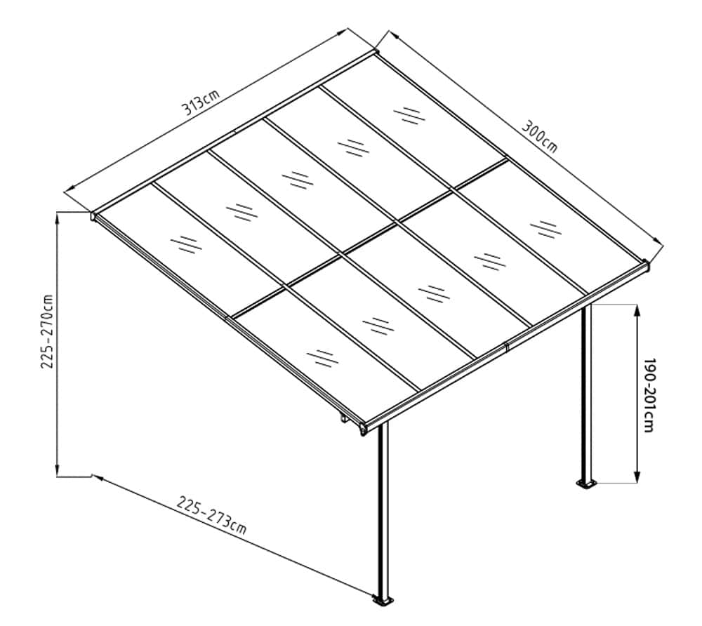 Westmann Terrasoverkapping Bruce 313 - 300x313 cm - Wit