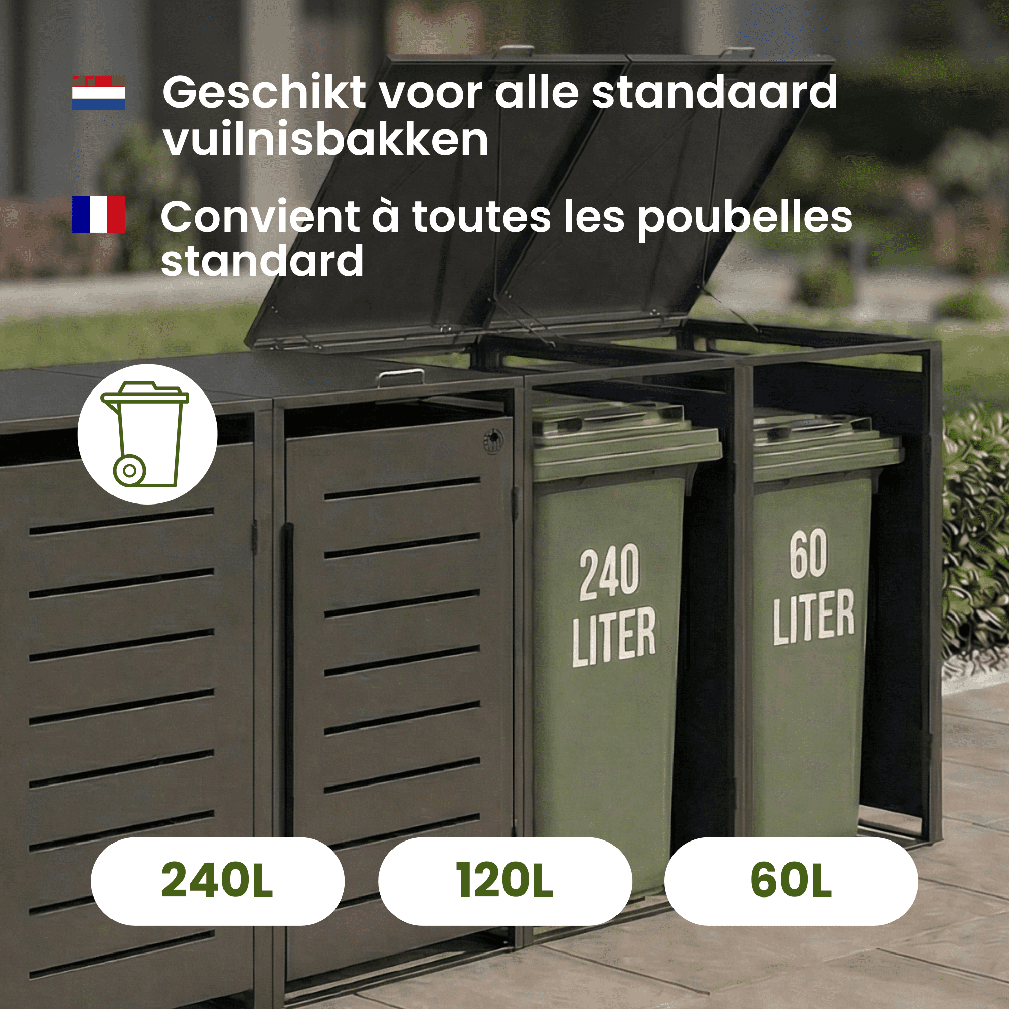 4gardenz® Slimline Kliko Containerombouw 1 Afvalbak - Antraciet