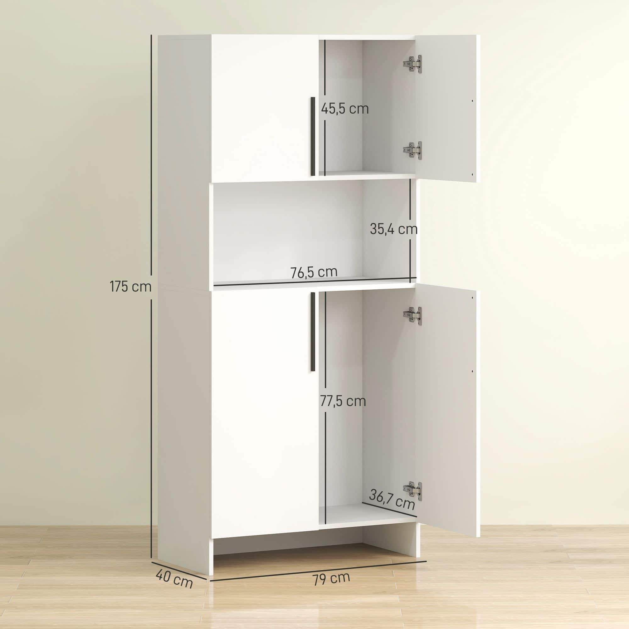 Moderne Keukenkast Voorraadkast Hoog 2 deurs 40x79x175 cm - Wit
