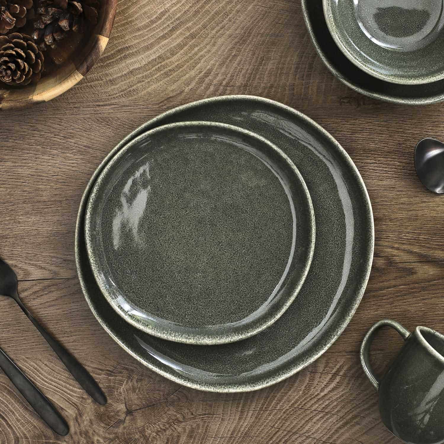 6-persoons Serviesset Black Forest Stoneware - 18 delig Servies - Grijs