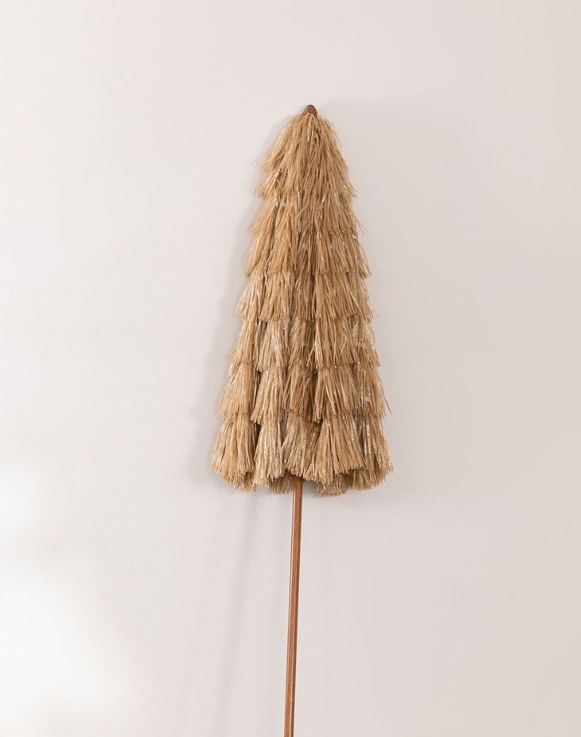 4goodz Raffia Parasol ⌀ 200 cm - Strandparasol met opbergtas - Bruin