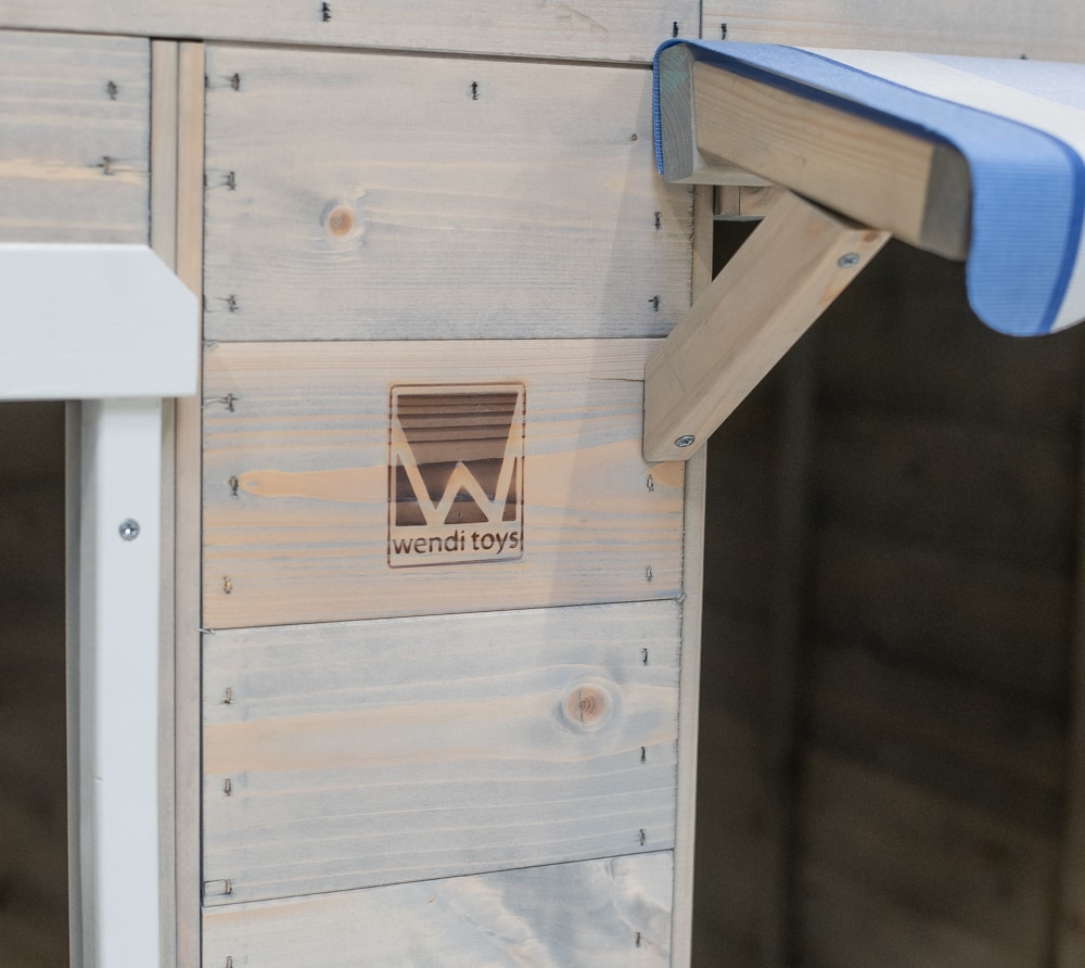 Wendi Toys Houten speelhuis - Strandwinkel - Blauw - Voor buiten / tuin