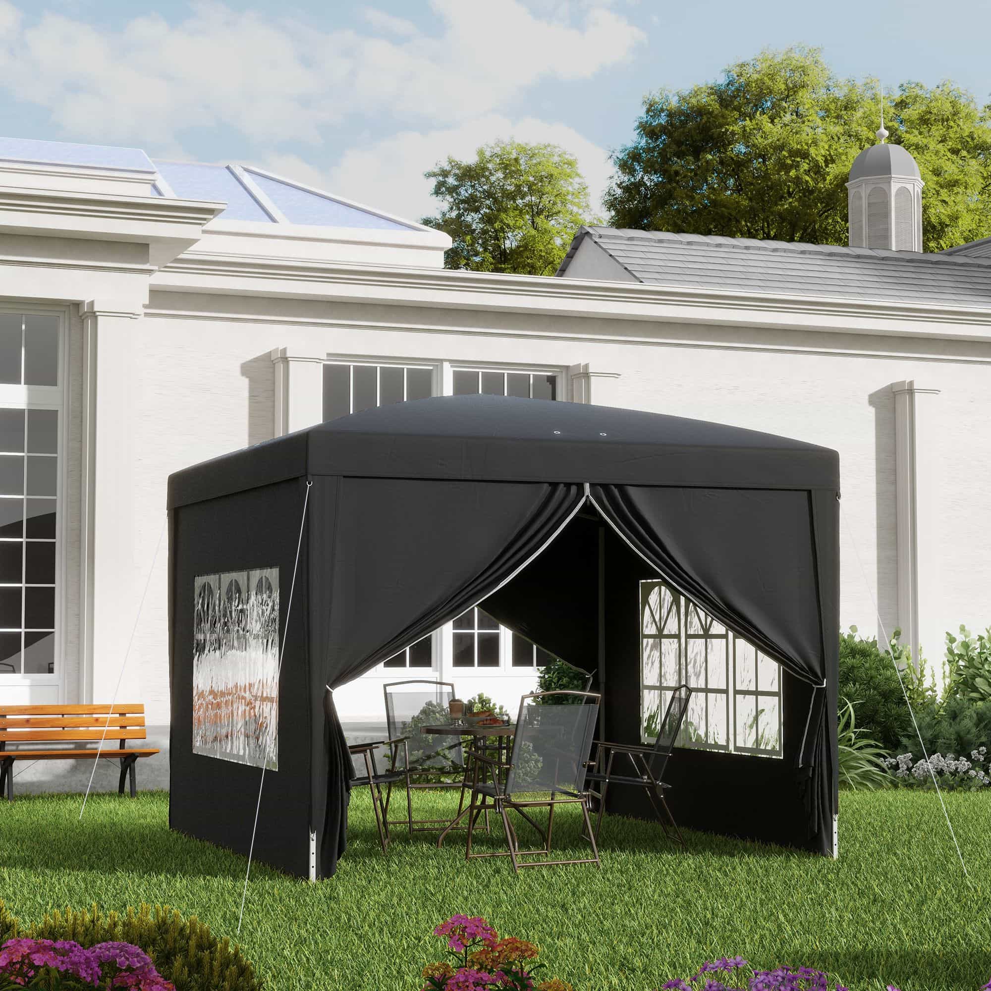 4goodz Partytent 3x3 m - Opvouwbaar met 4 Zijwanden - Zwart