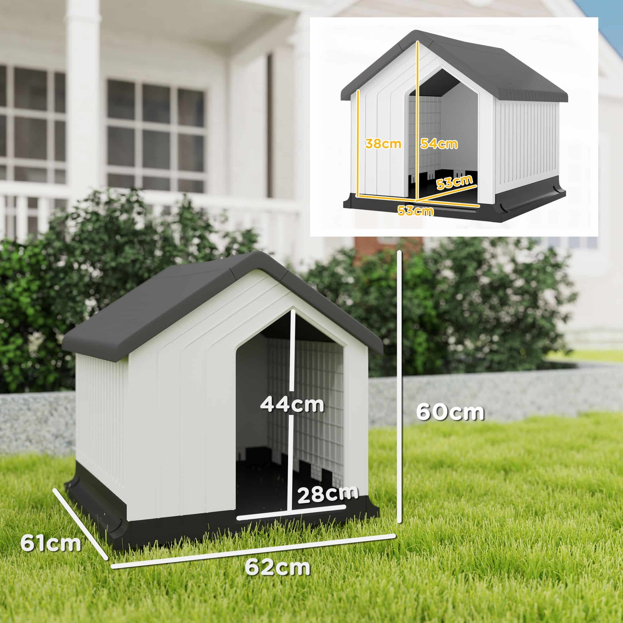 Hondenhok Weerbestendig - voor Kleine Honden tot 10 kg / 40 cm Lengte - Grijs/Wit