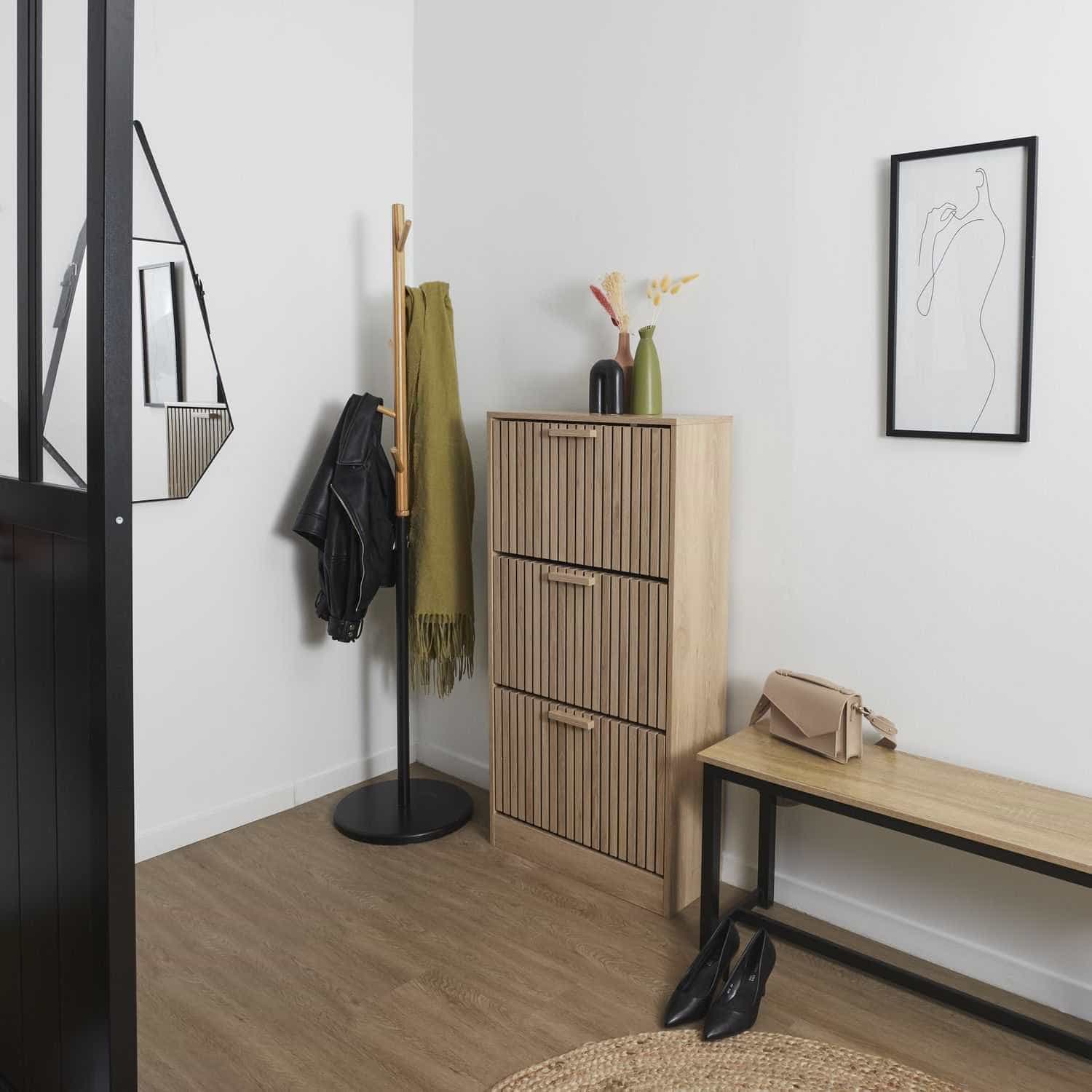 Schoenenkast Klaus 3 lades 24x60x113 cm - voor 12-18 paar - Bruin