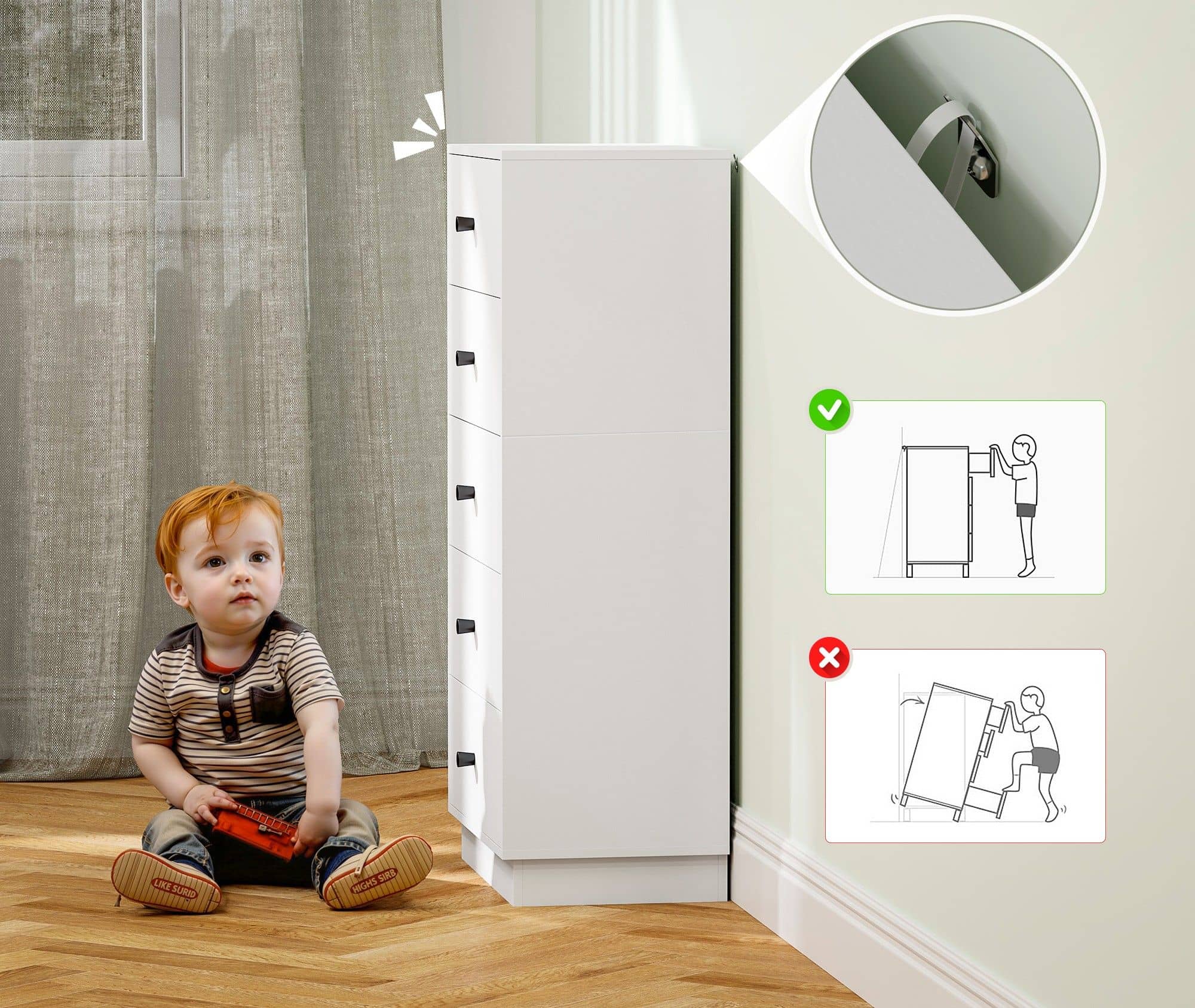 4goodz Ladenkast met 5 Laden 29 47 x 95 cm - Wit