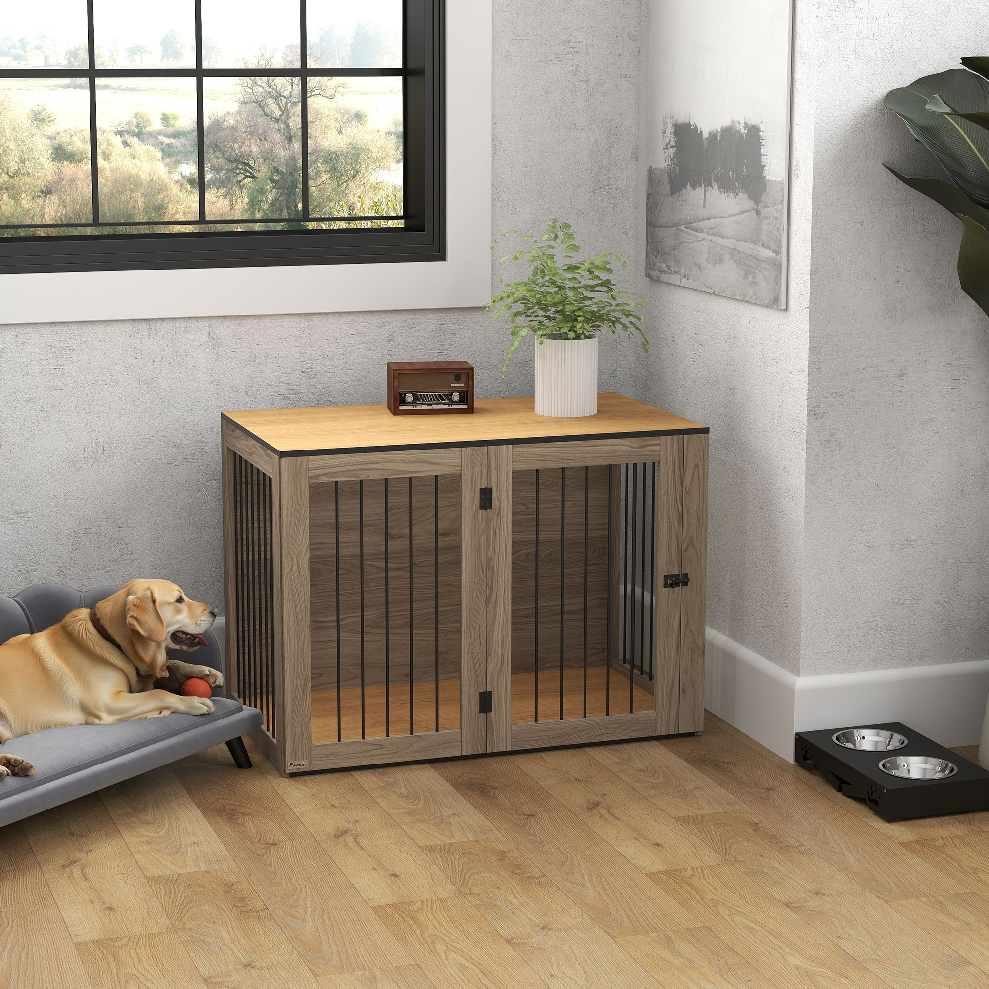 Binnen Bench voor grote honden - Hondenhok Binnen - 106 x 60 x 76 cm - Bruin