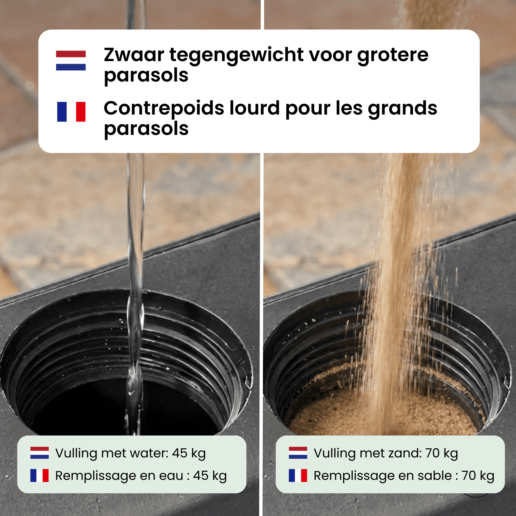 4gardenz Parasolvoet met Wielen voor Ø38/48mm parasols - max 70 kg