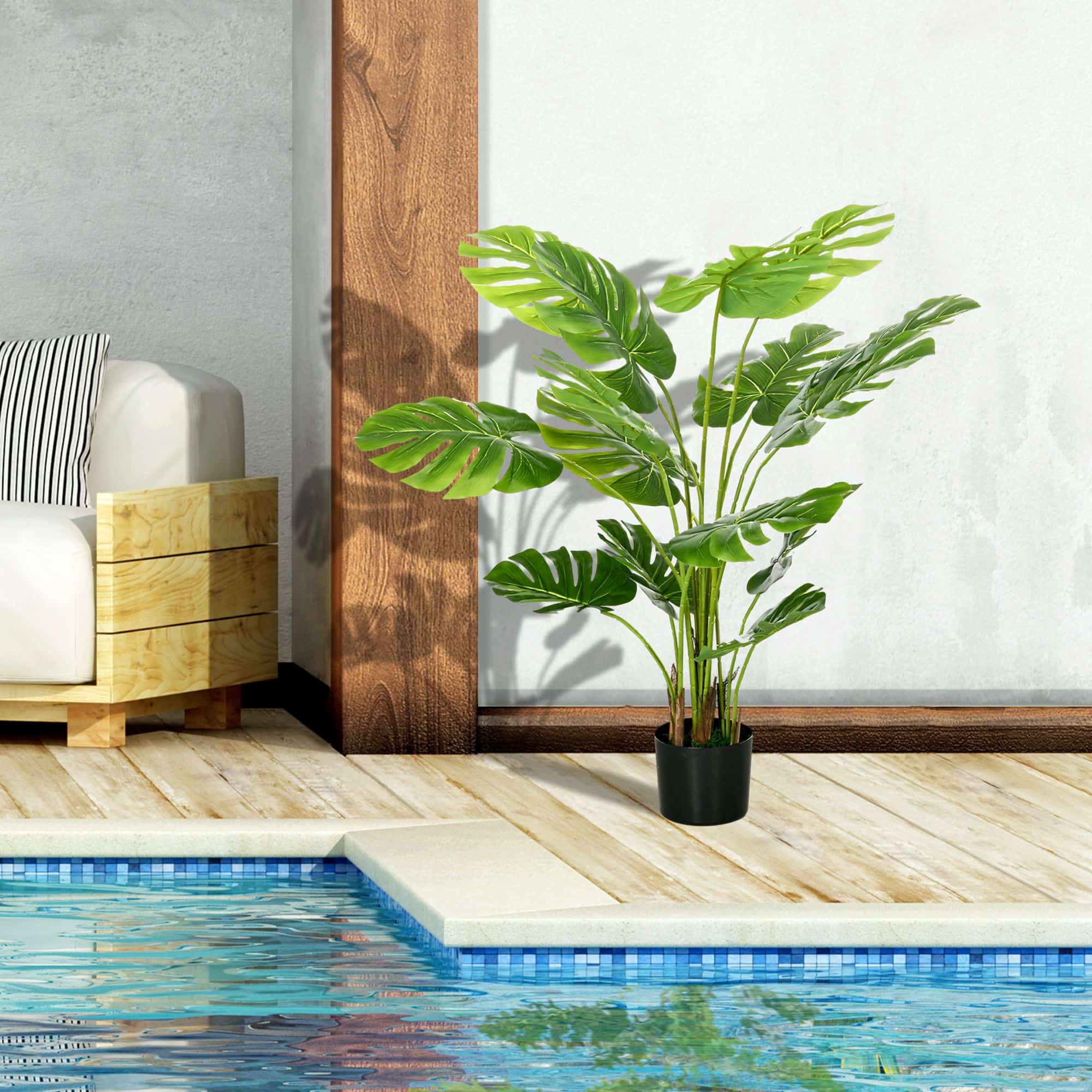 4goodz Kunstplant Monstera 120 cm Kunstplant met Pot en Mos