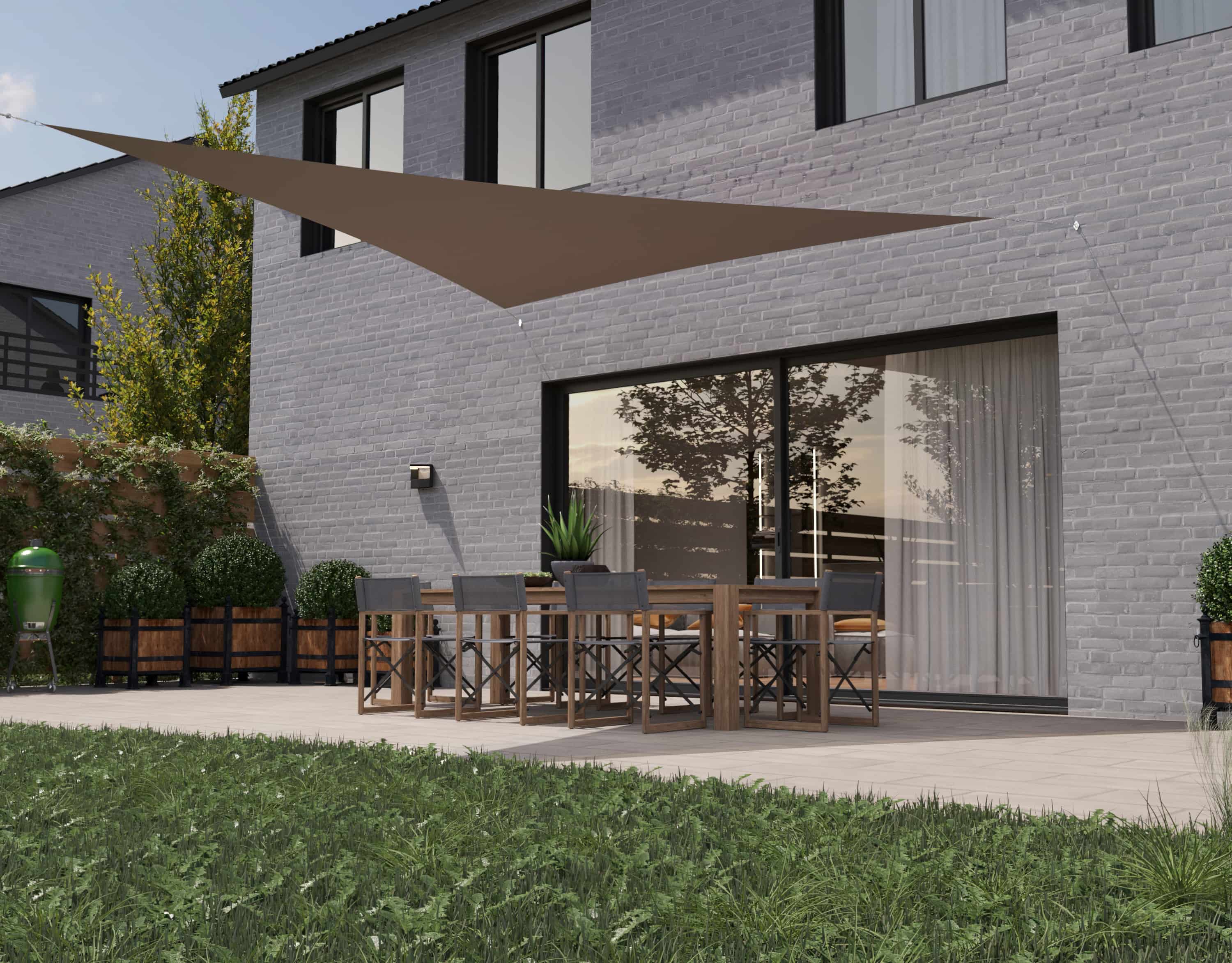 hanSe® Schaduwdoek Driehoek Gelijkbenig Waterdoorlatend 4x4x5,8 m Taupe