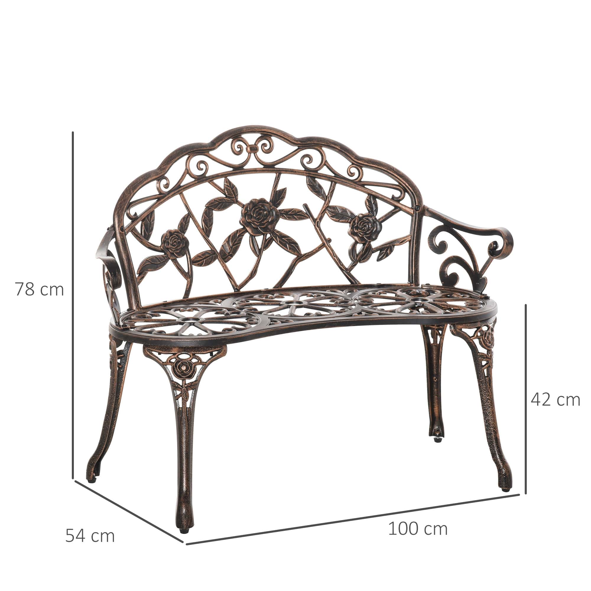 4goodz 2-zits tuinbank van gegoten aluminium - bloem-decor rugleuning