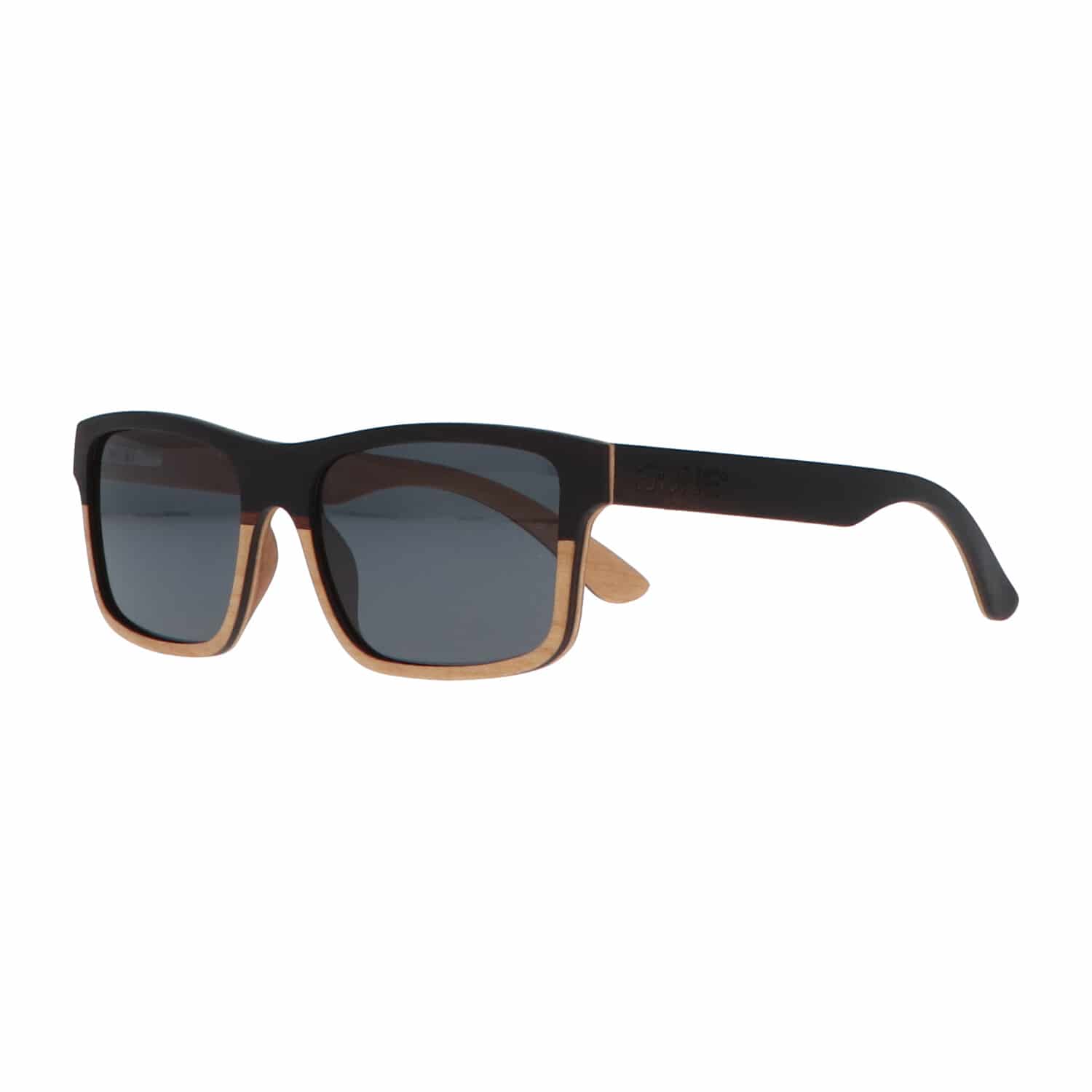5one® Wayfarer 2-tone - Ebony met maple wood houten zonnebril - Grijs
