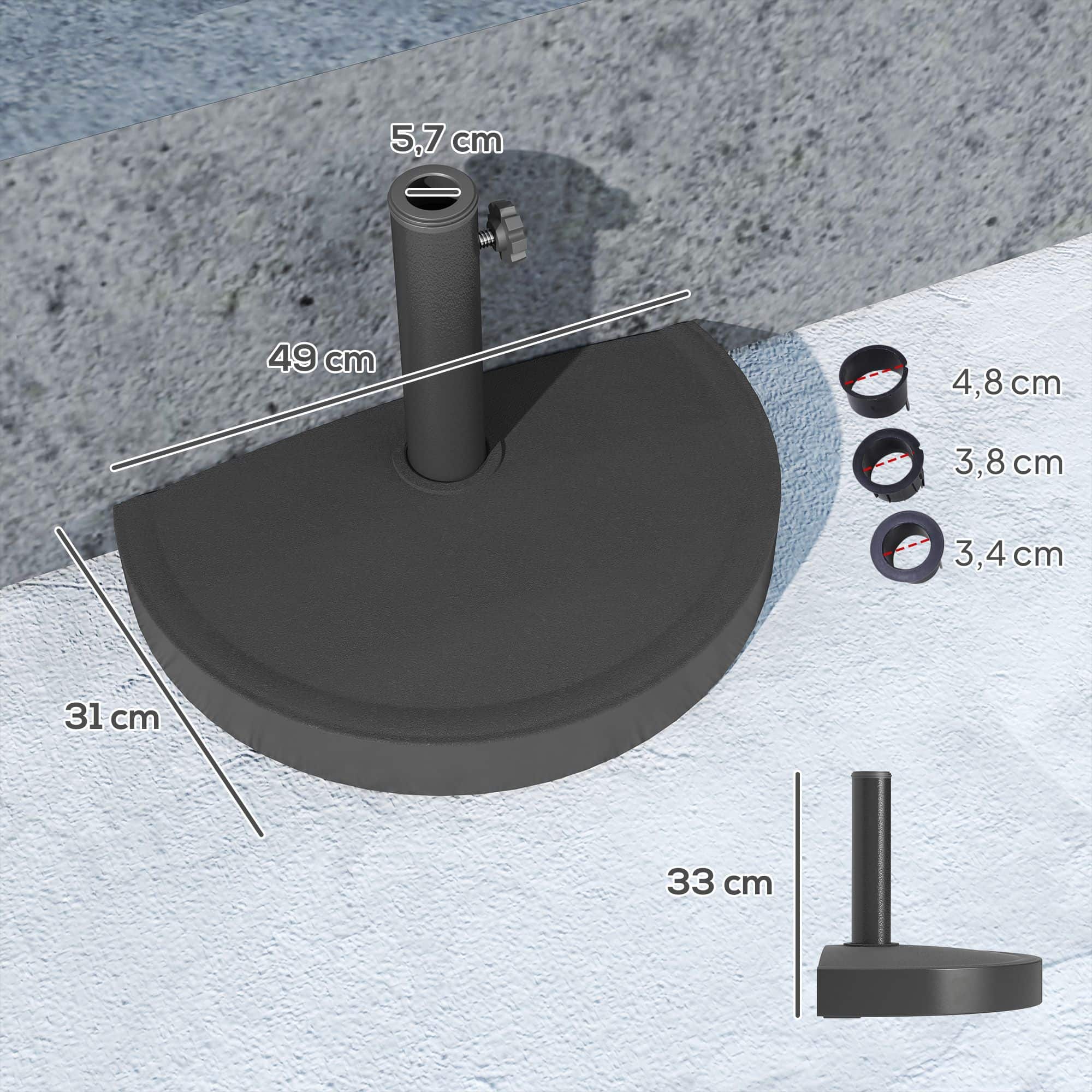 4goodz Parasolvoet van Beton 9 kg Halfrond - voor Parasolstokken 34/38/48mm