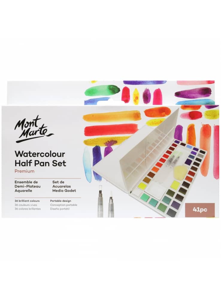 Mont Marte® set 41 delig waterverf in box met 2 waterbrush pennen