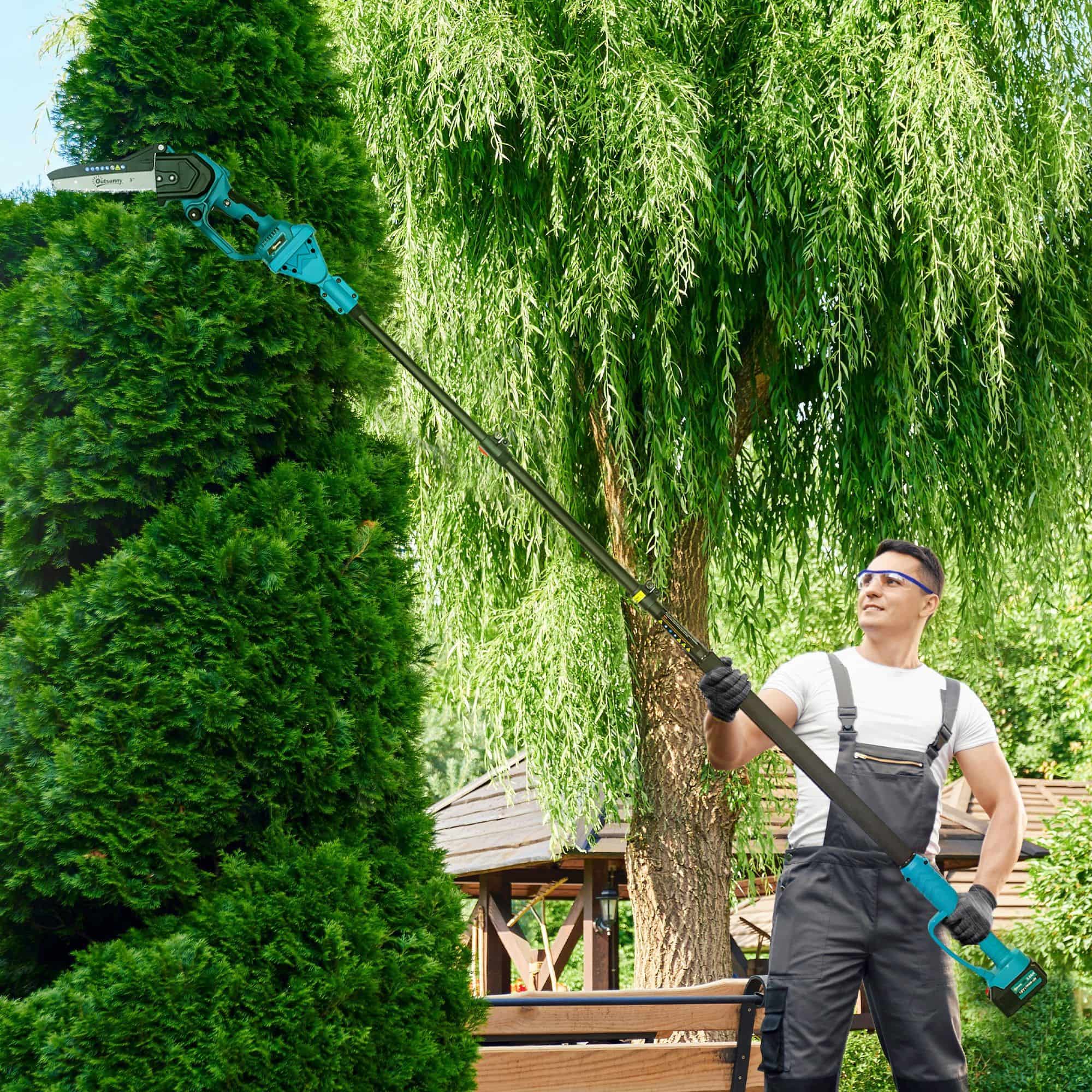 4goodz Outsunny 2-in-1 Mini Kettingzaag met Steel tot 250 cm - 580W met Accu 8000mAh