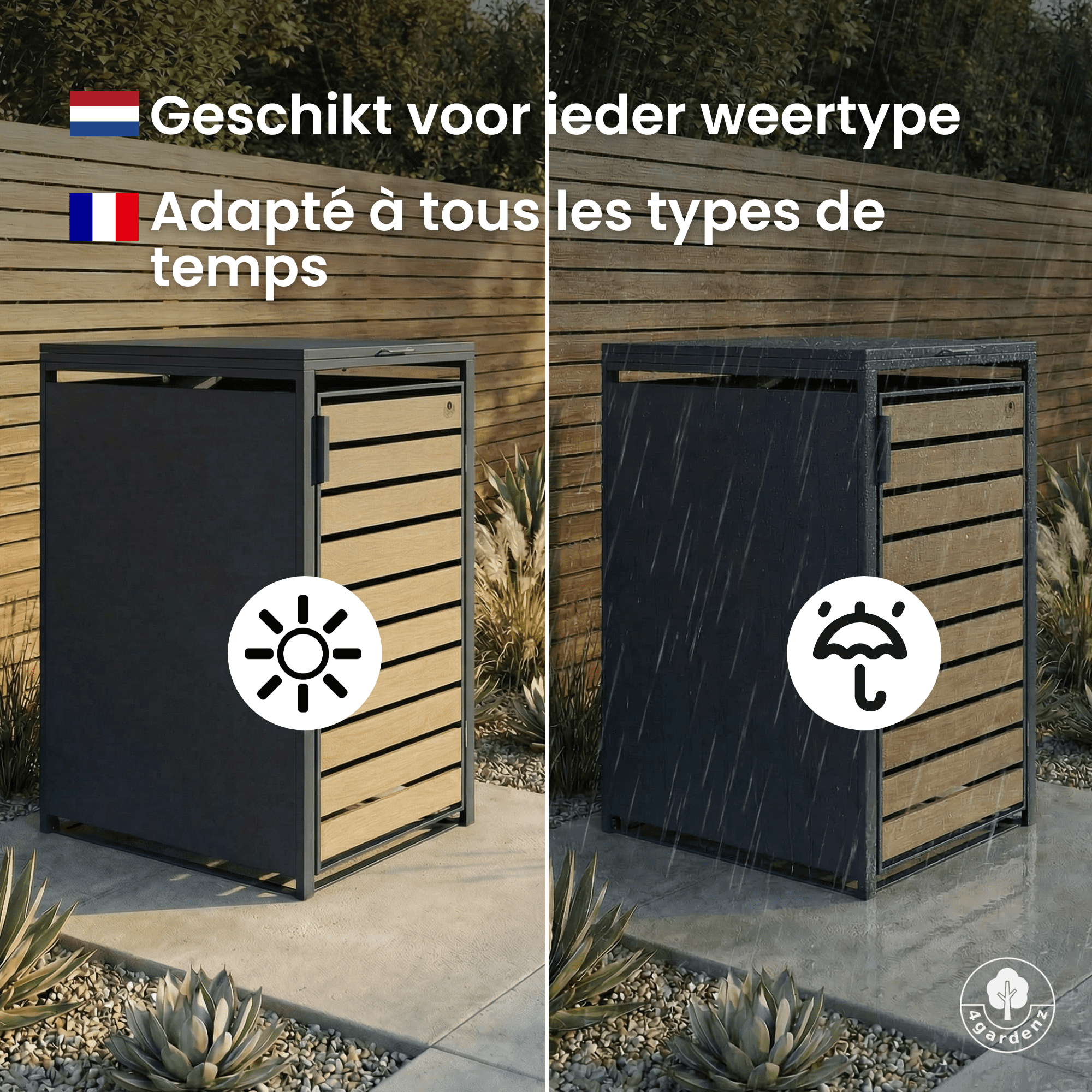 4gardenz® Premium Kliko Ombouw 4 kliko's - Containerombouw Weerbestendig - Houtlook