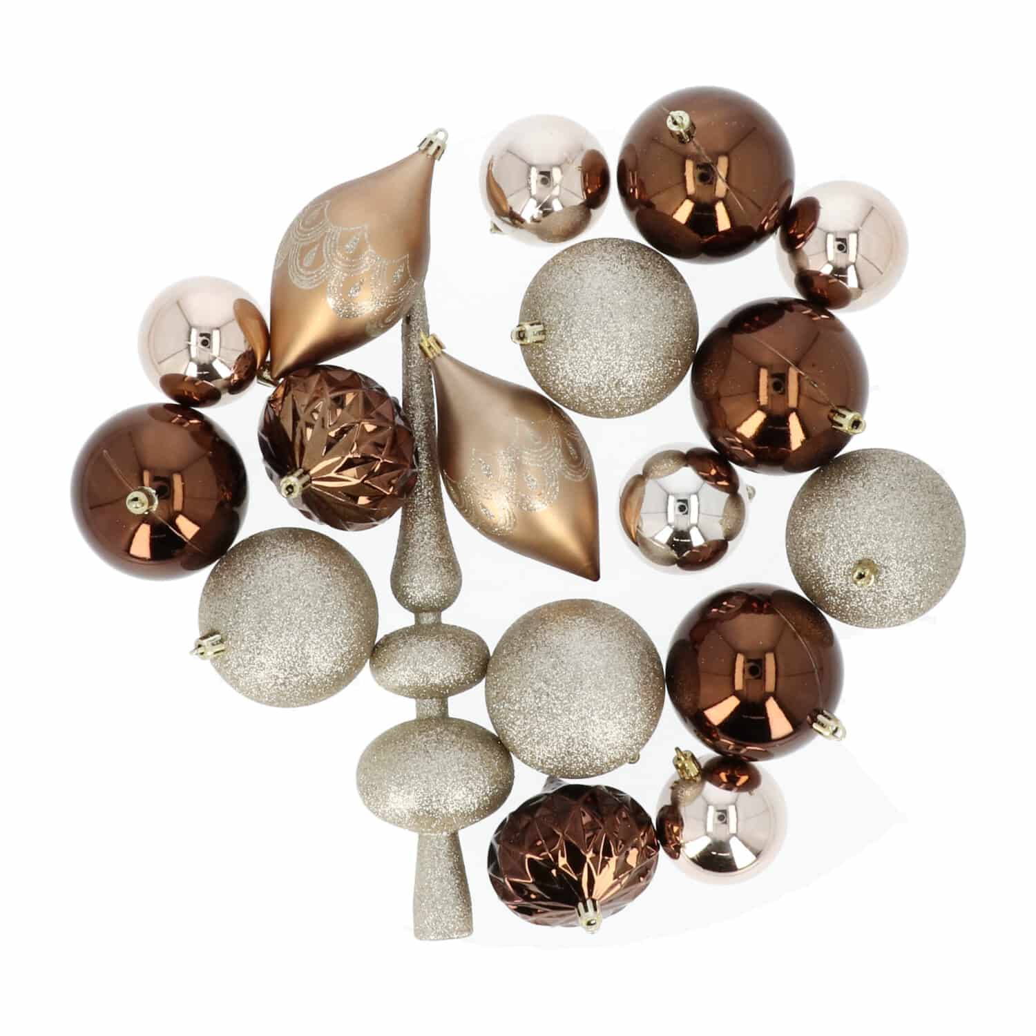 19-delige Decoratieve Kerstballen-set Champagne/Bruin