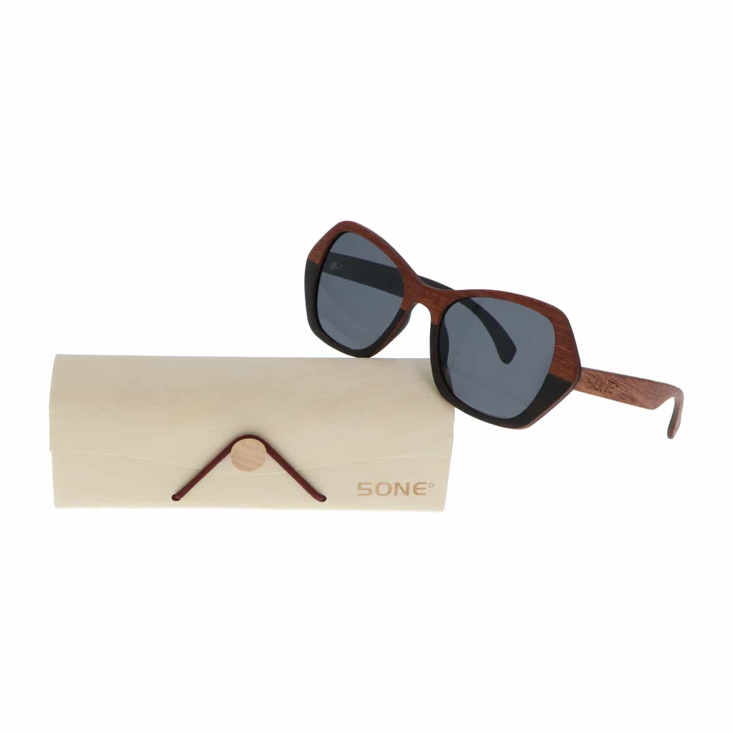 5one® Lucca XL 2-tone - Sapeli en ebony houten zonnebril voor dames