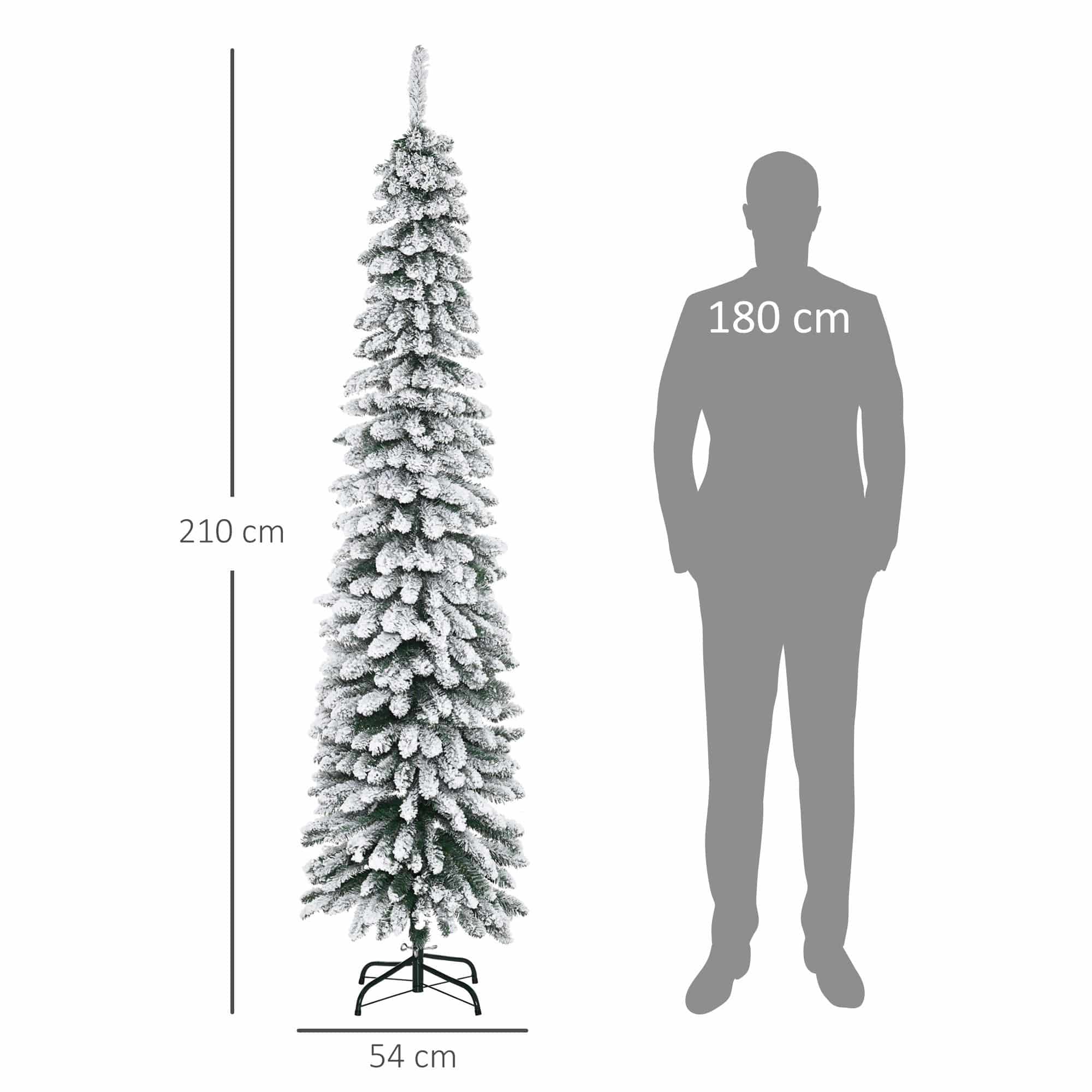 4goodz Kerstboom Smal met Sneeuw - incl. standaard 210 cm - Wit/Groen