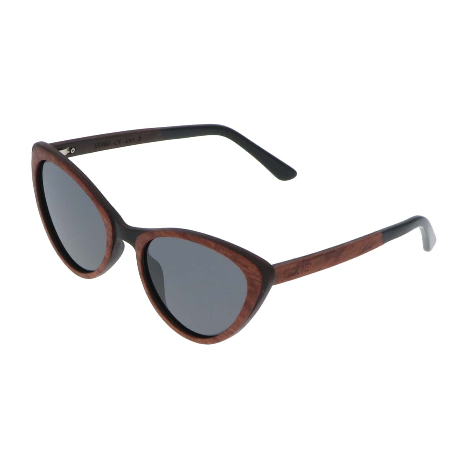 5one® Cecina Cateye Grey - zonnebril met Kosso/Ebony houten montuur