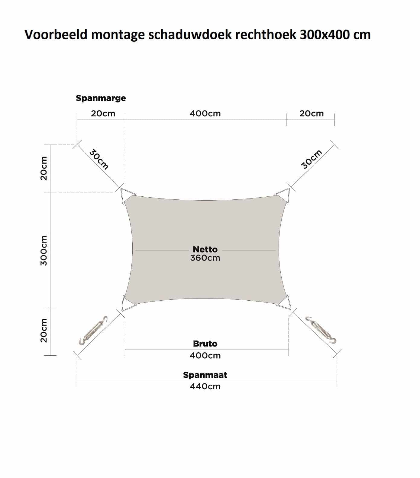 hanSe® Schaduwdoek Rechthoek Waterdoorlatend 6x7 m Zonnedoek Taupe
