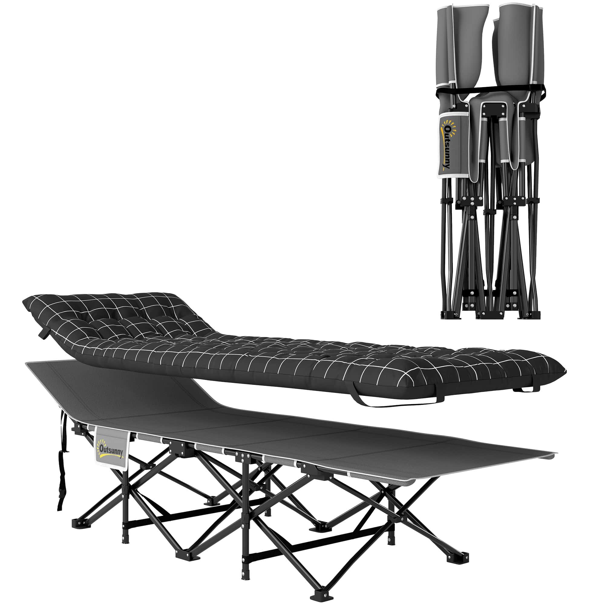4goodz Veldbed Campingbed met Matras - tot 150 kg belasting - Zwart