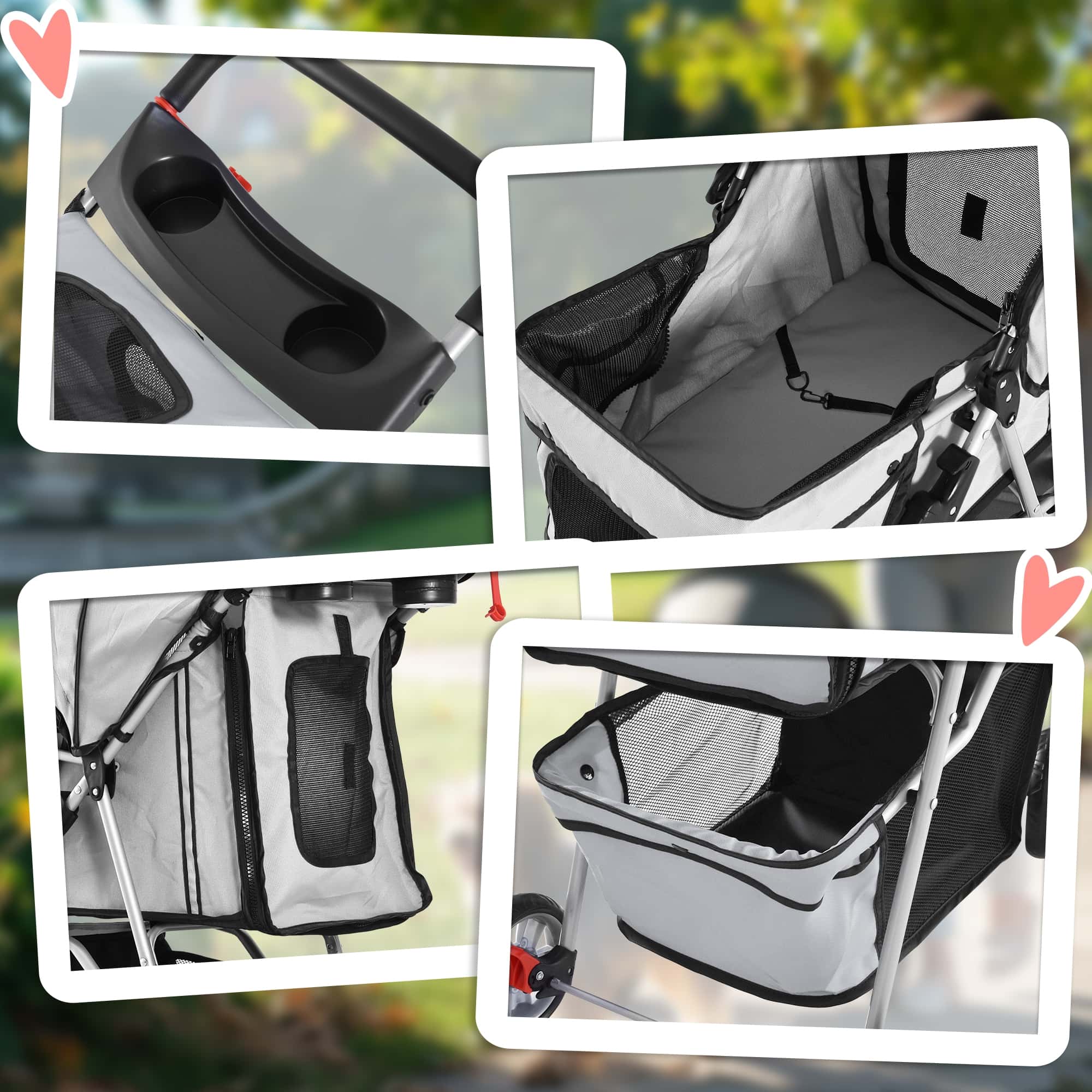 4goodz Luxe Hondenkar Hondenbuggy met 360 graden draaibare wielen - Grijs