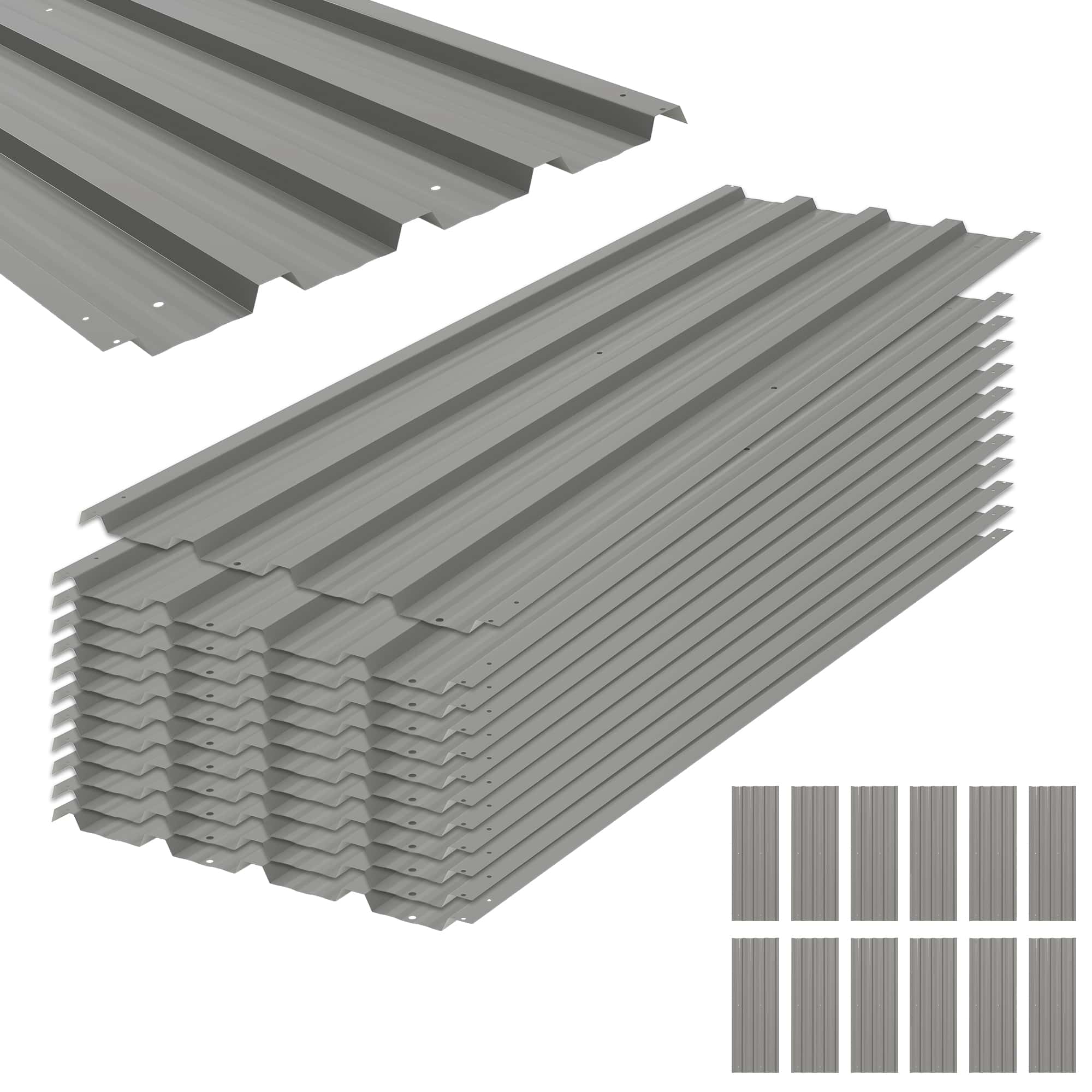 4goodz 12 stuks Damwand Dakplaten 7m² - 129x45cm Verzinkt - Lichtgrijs