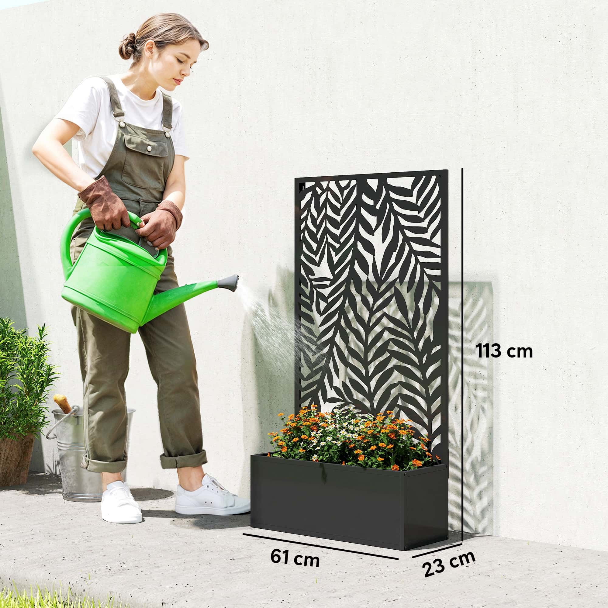 4goodz Plantenbak Metaal met klimrek - 23x61x113 cm - Zwart 4goodz Plantenbak Metaal met klimrek - 23x61x113 cm - Zwart