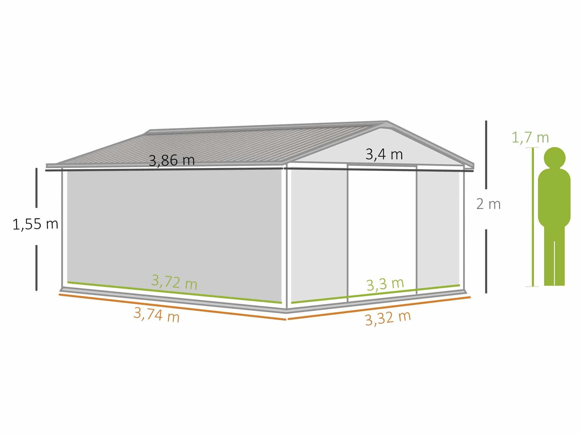 Grote Tuinschuur Weerbestendig voor Tuingereedschap of fietsen met Ventilatie - Schuifdeuren - Bruin