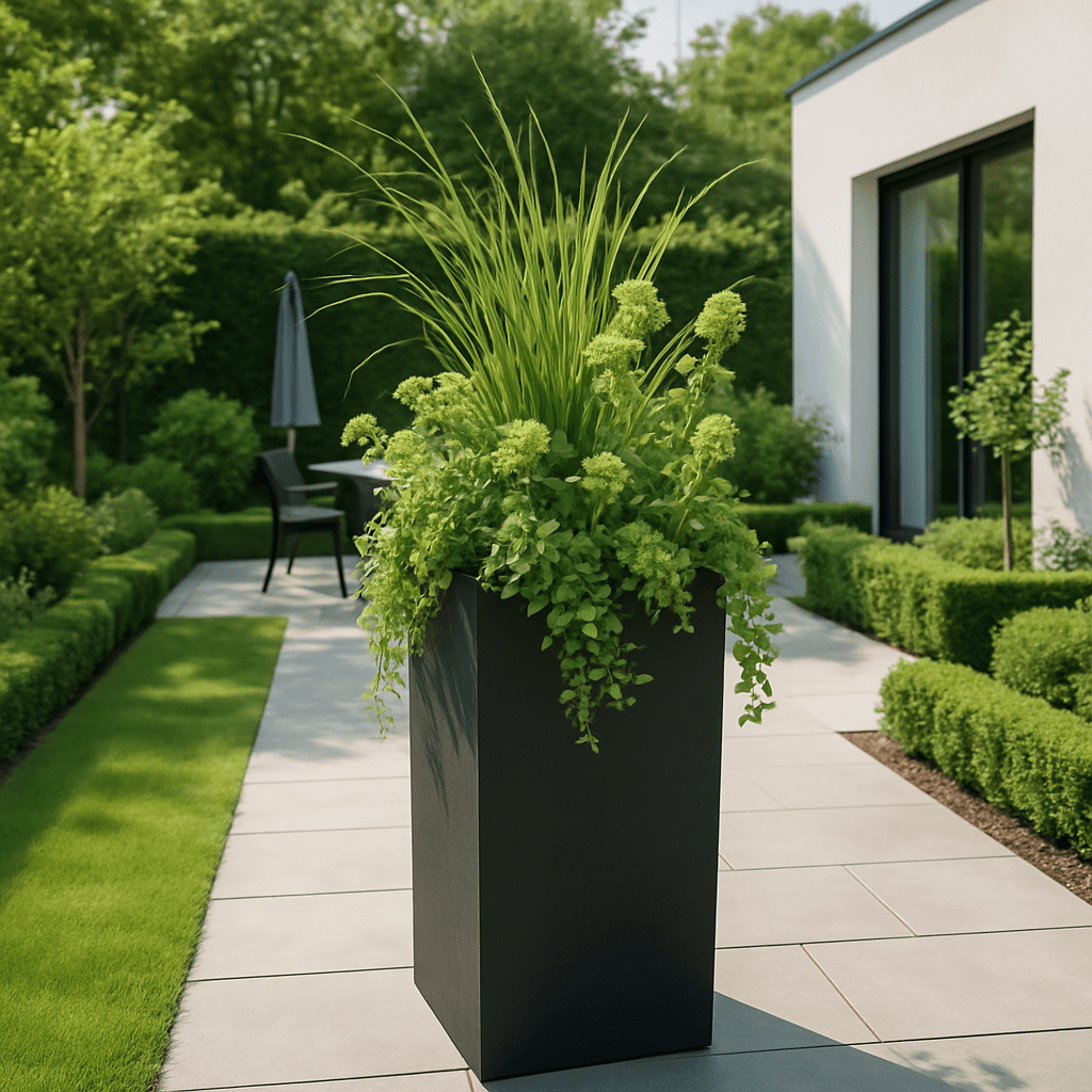 4gardenz® Stone Pilaar Plantenbak Bloempot 30x30x80 cm - Steengrijs