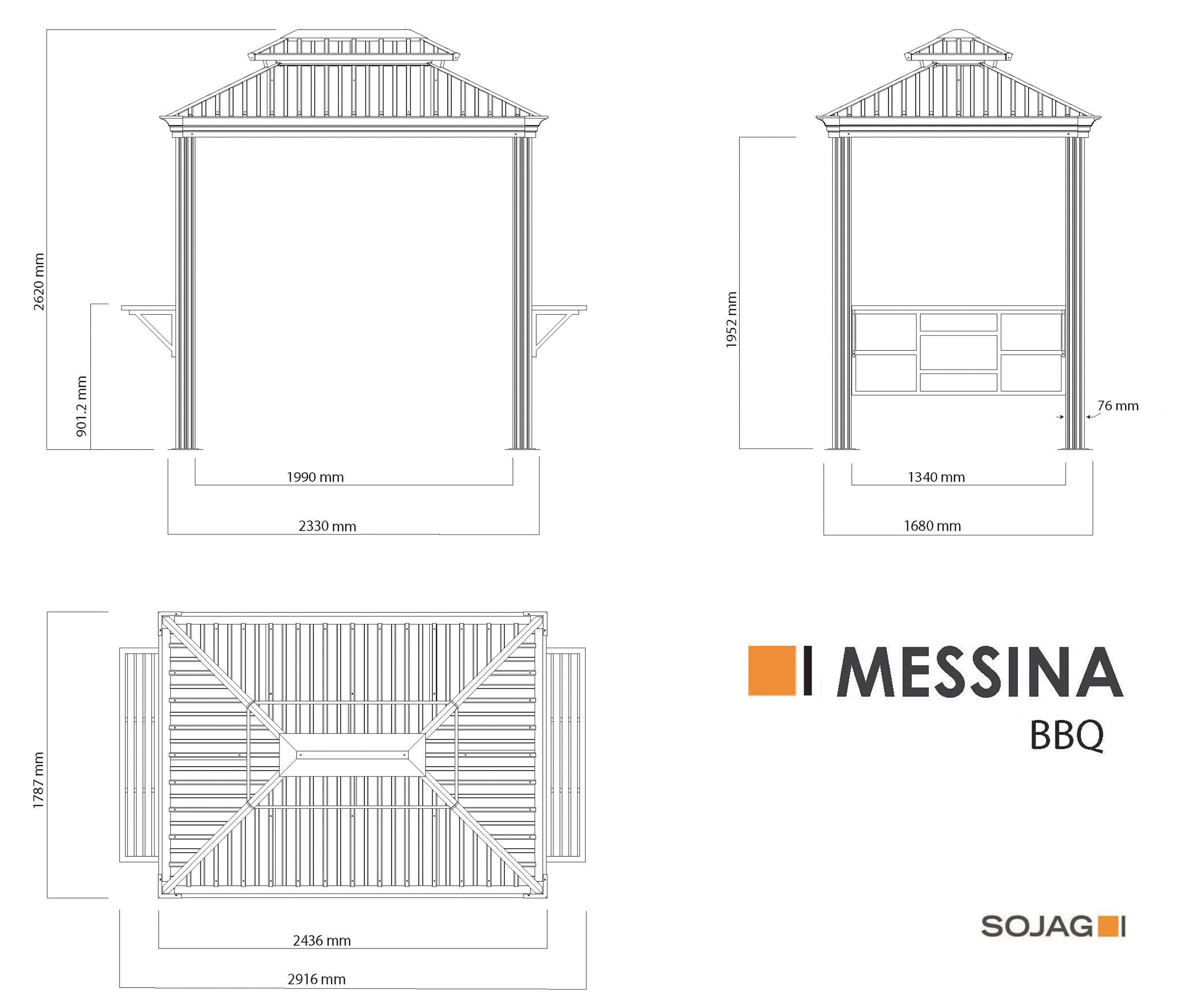 Sojag Messina Aluminium BBQ Grillpaviljoen - 179x292x262 cm