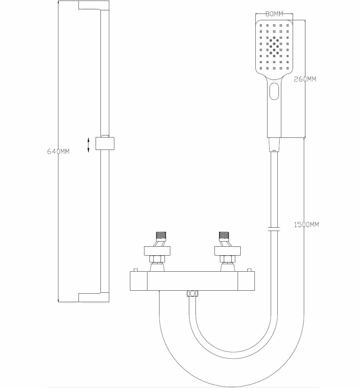 Luzzo® Square Black Doucheset Thermostaatkraan met Glijstang - Zwart