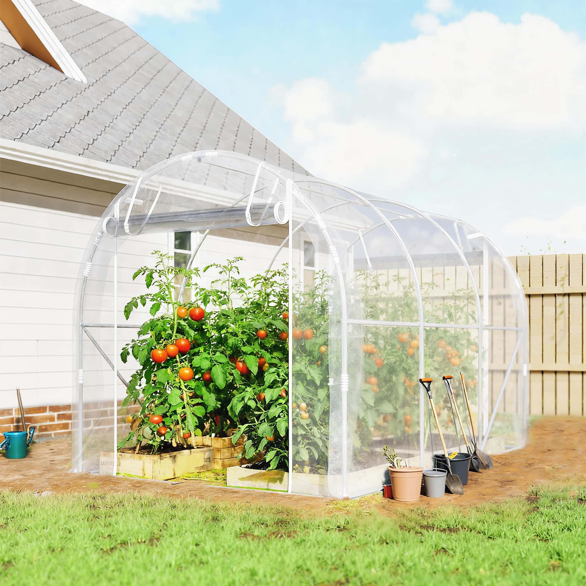 4goodz Foliekas 3x2x2 m tunnel inloopkas kweektent 6 ramen - Transparant