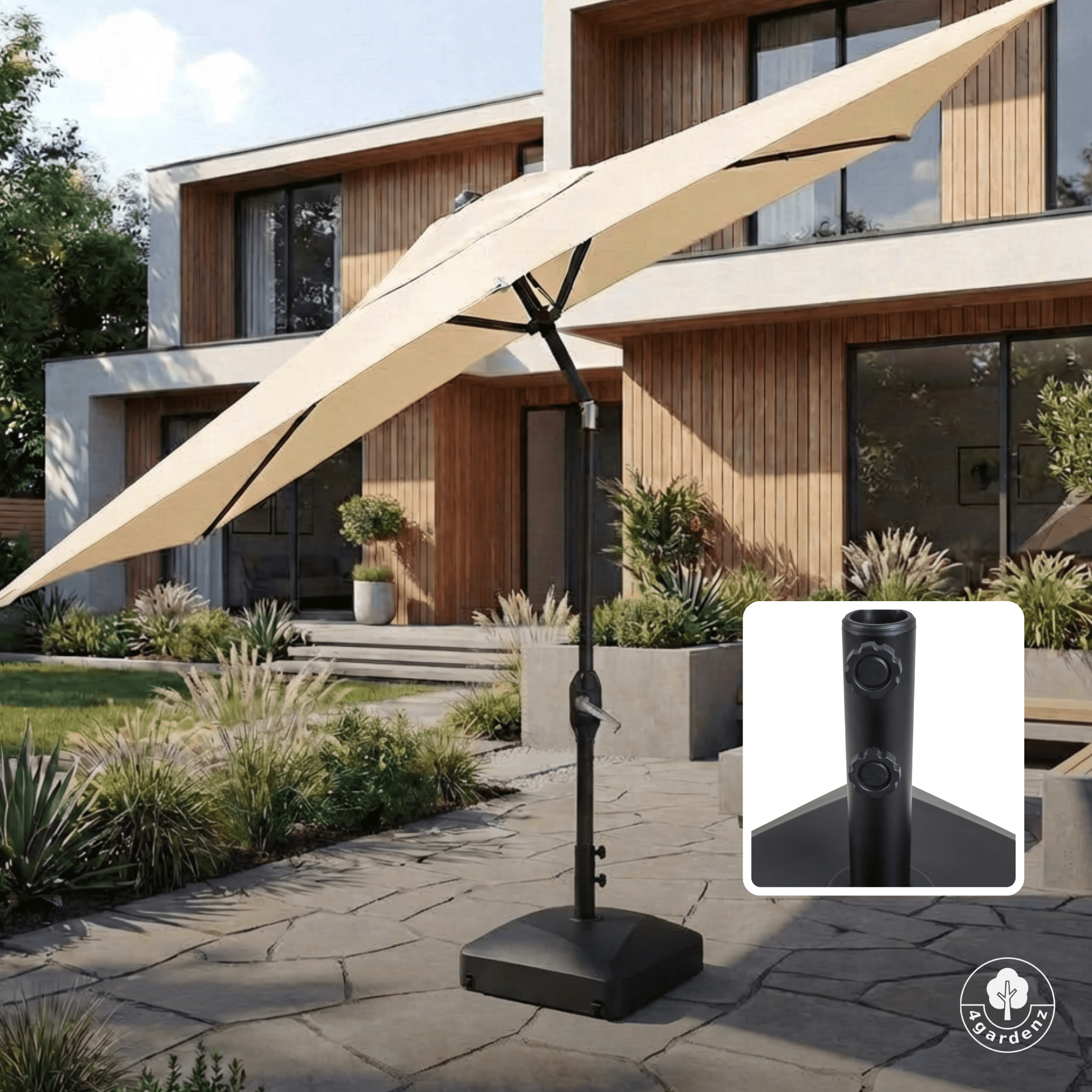 4gardenz Parasolvoet met Wielen voor Ø38/48mm parasols - max 70 kg