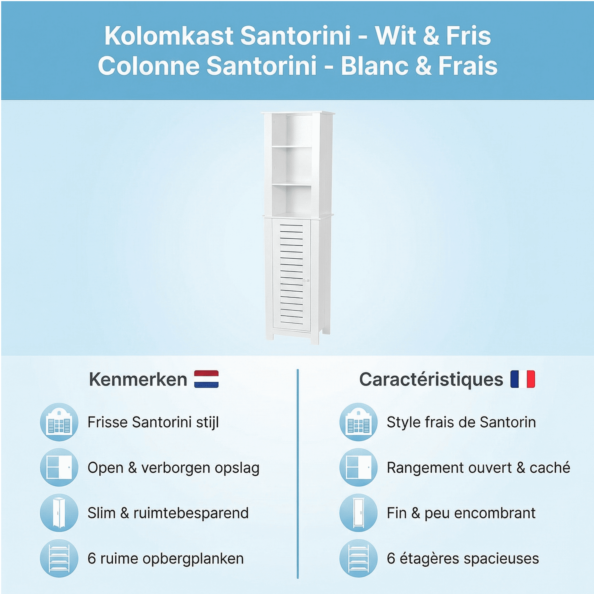 Badmeubelset Santorini - Combinatieset Wastafelonderkast + Kolomkast - Wit Badmeubelset Santorini - Combinatieset Wastafelonderkast + Kolomkast - Wit