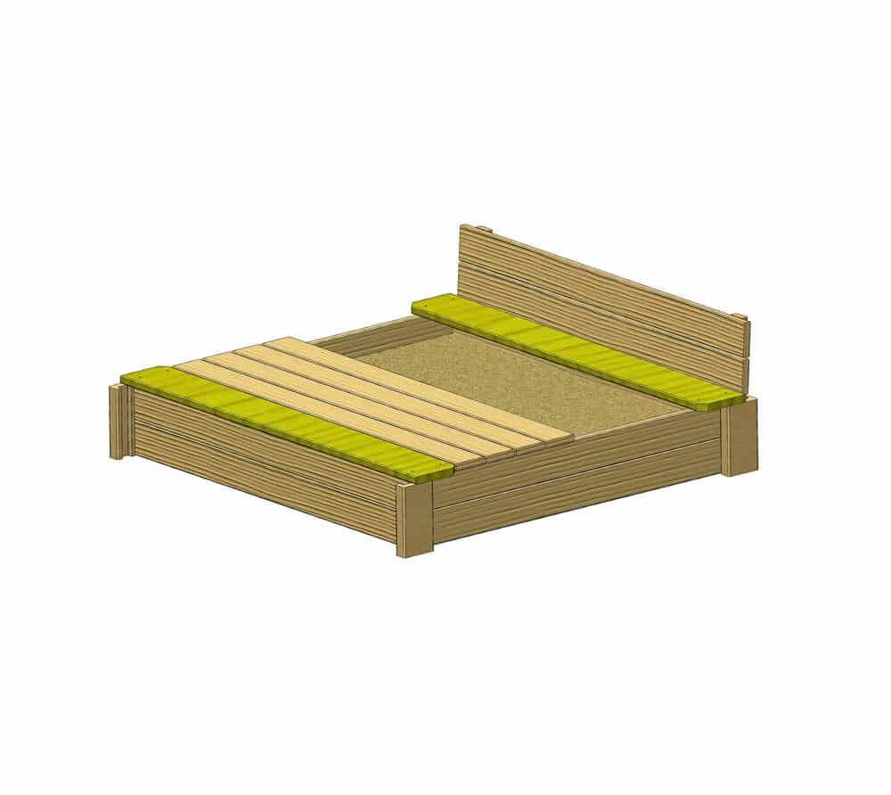 Wendi Toys® Houten zandbak met deksel - 117x117x39 cm Wendi Toys® Houten zandbak met deksel - 117x117x39 cm