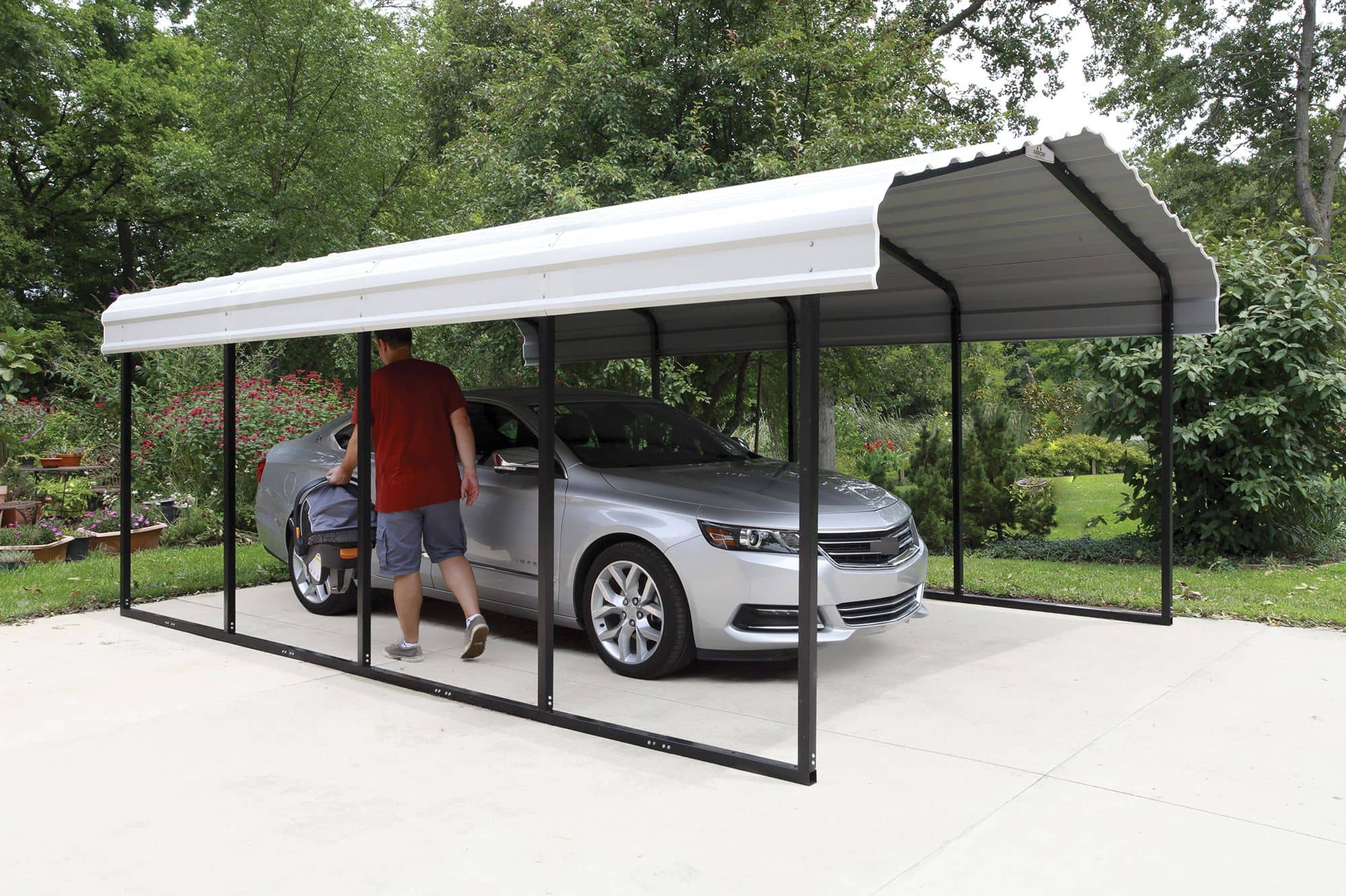ShelterLogic Carport Napels - Overkapping Metaal - 600x370x260 cm - wit/zwart
