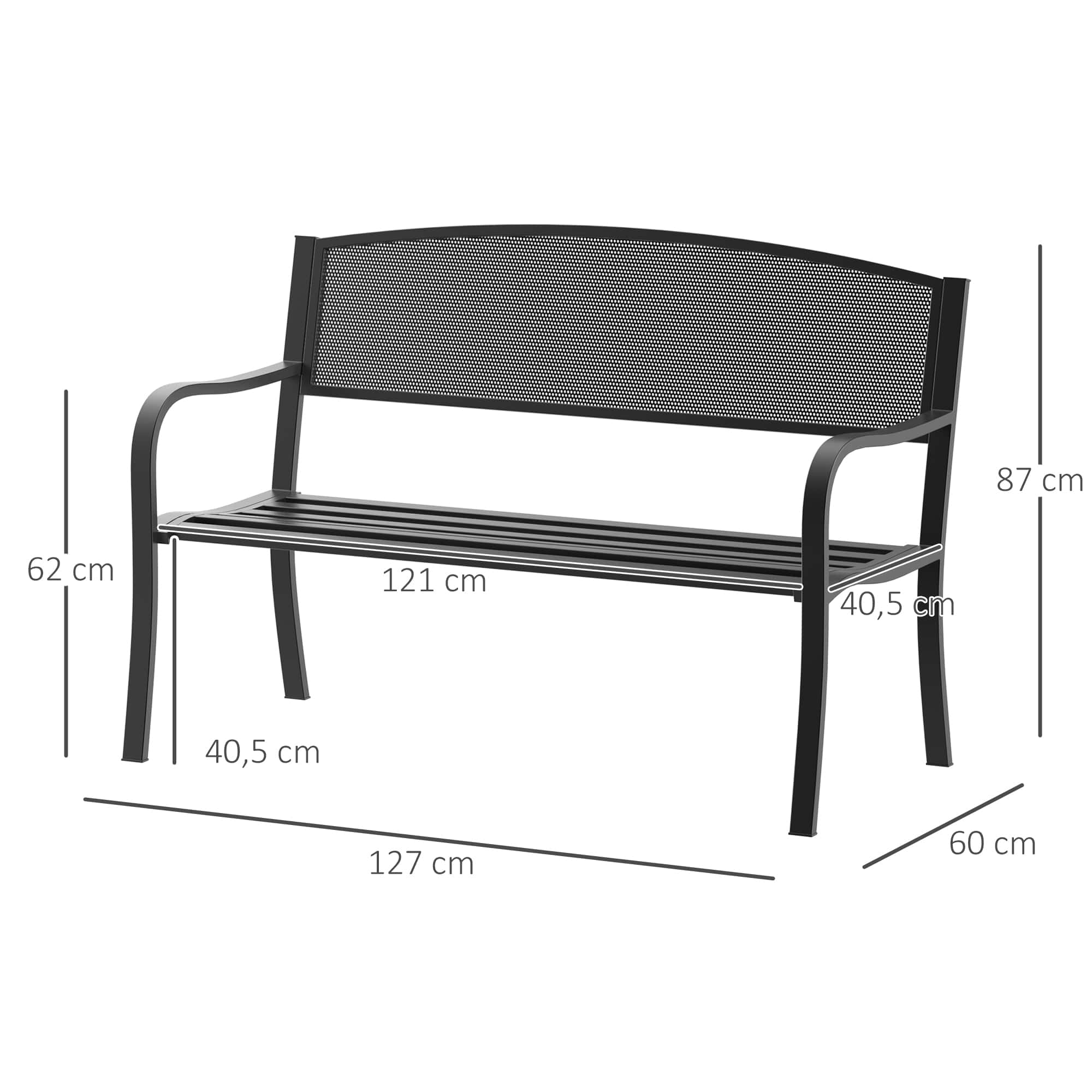 4goodz 2-Zits Tuinbank Staal - 127x60x87 cm - Zwart