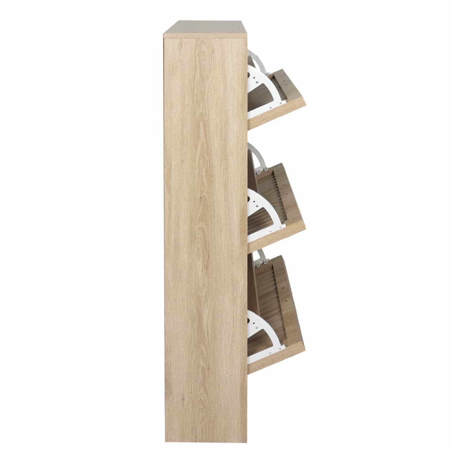 Schoenenkast Klaus 3 lades 24x60x113 cm - voor 12-18 paar - Bruin