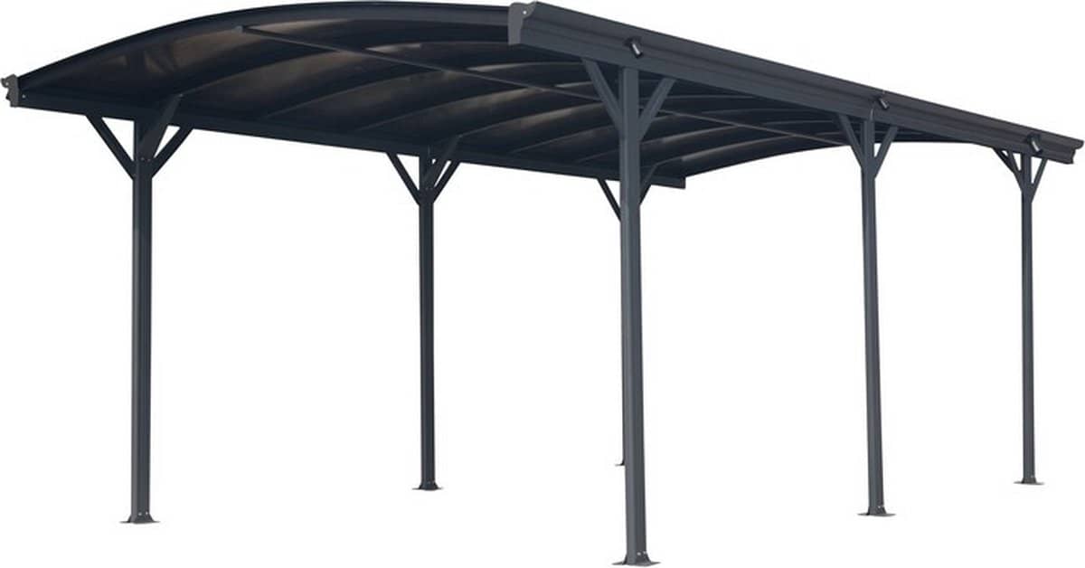 Westmann Aluminium carport met rond dak model Bergen - Antraciet - 505x300x220cm