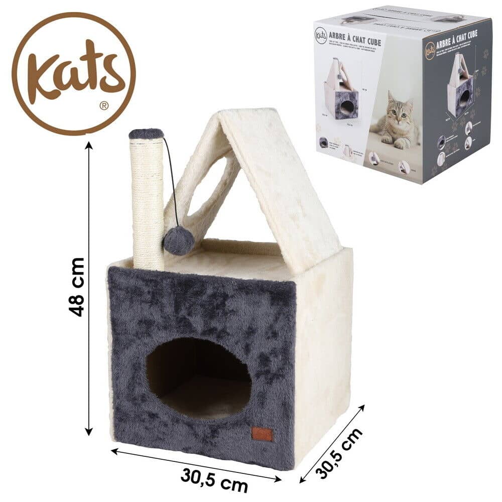 Kats Krabmeubel model Huis 30,5x48 cm - creme/grijs